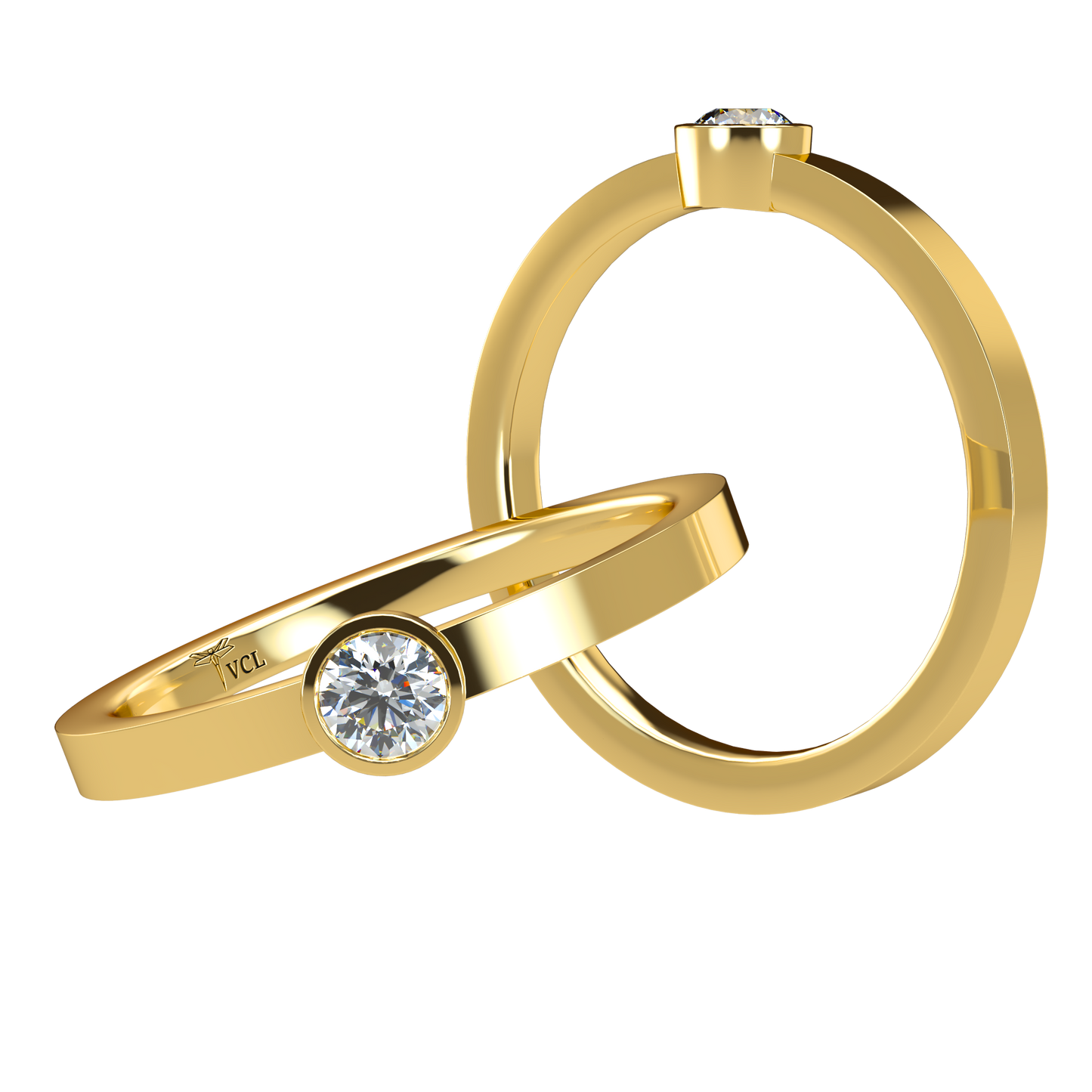 12pts diamond Bezel Set Solitaire ring