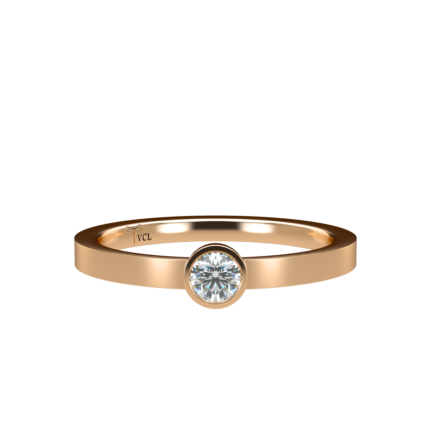12pts diamond Bezel Set Solitaire ring