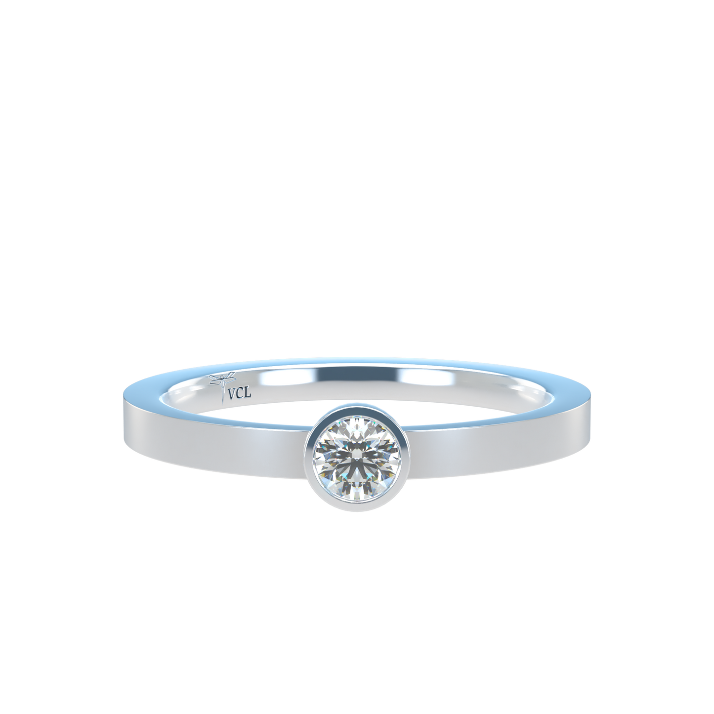 12pts diamond Bezel Set Solitaire ring