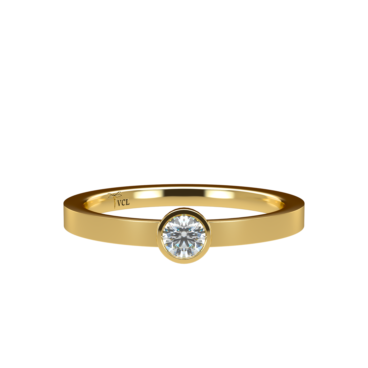 12pts diamond Bezel Set Solitaire ring