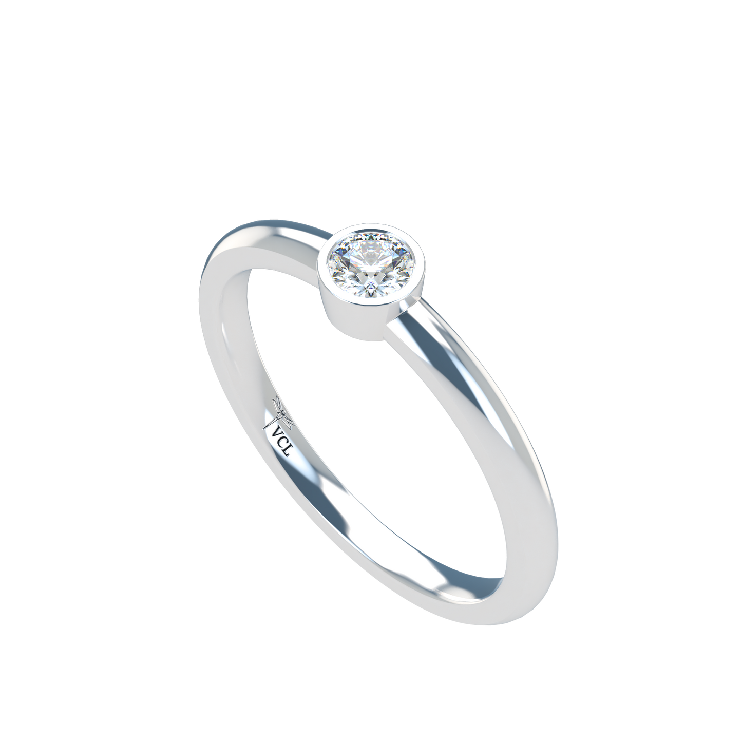 12pts diamond Bezel Set Solitaire ring