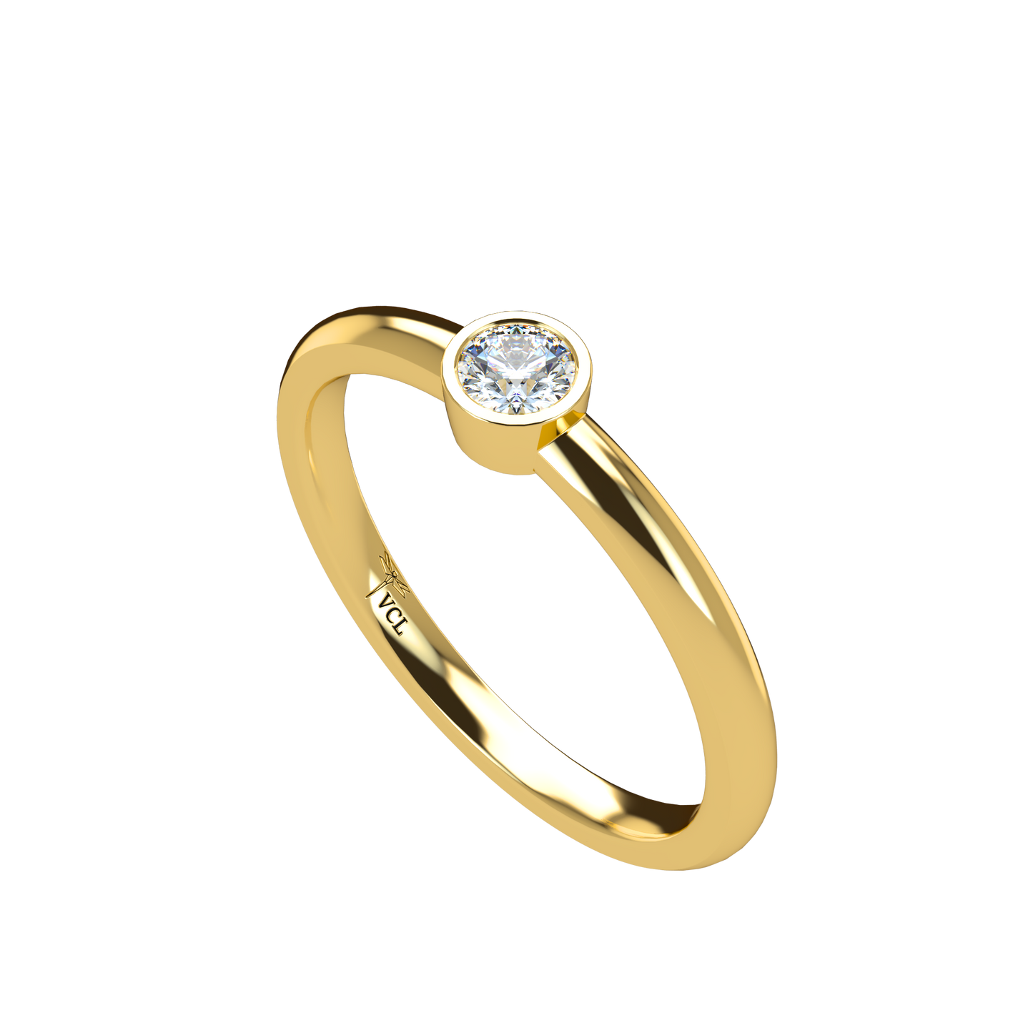 12pts diamond Bezel Set Solitaire ring