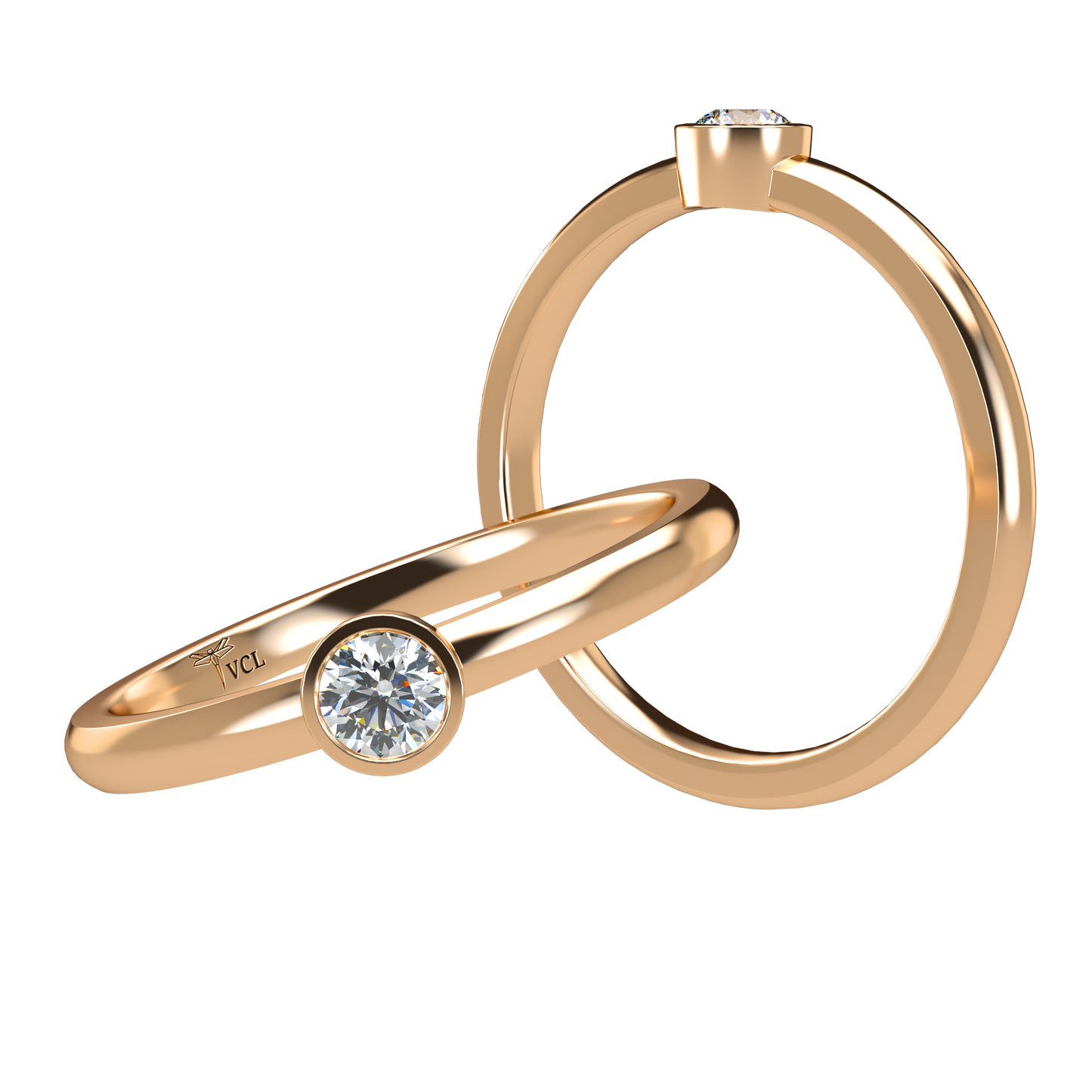 12pts diamond Bezel Set Solitaire ring