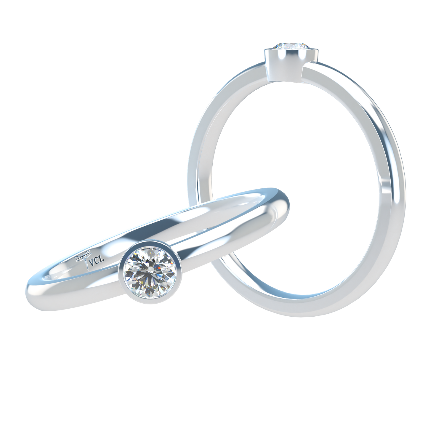 12pts diamond Bezel Set Solitaire ring