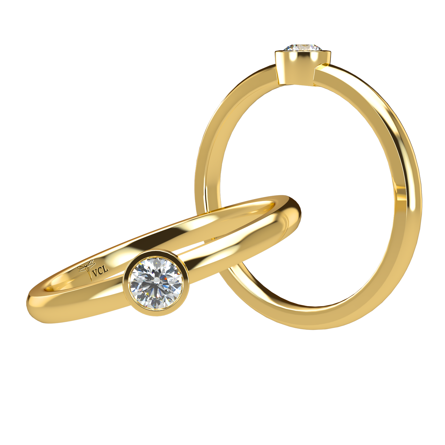 12pts diamond Bezel Set Solitaire ring