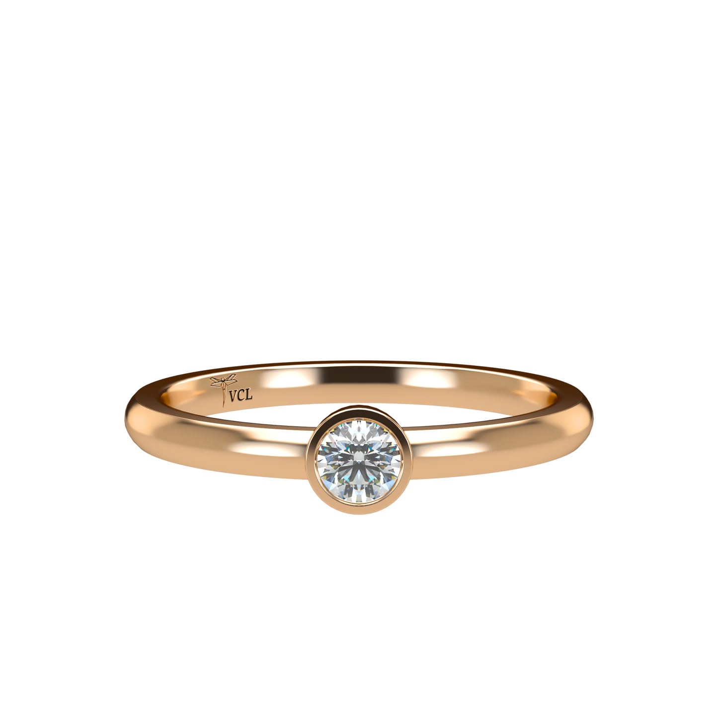 12pts diamond Bezel Set Solitaire ring