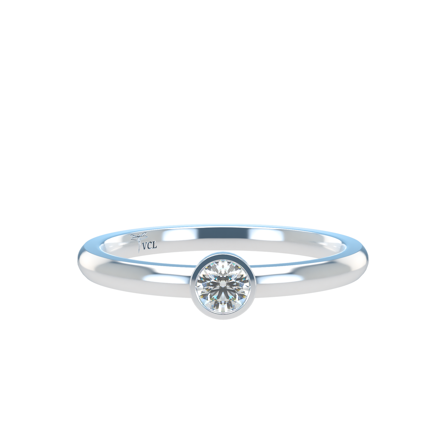 12pts diamond Bezel Set Solitaire ring
