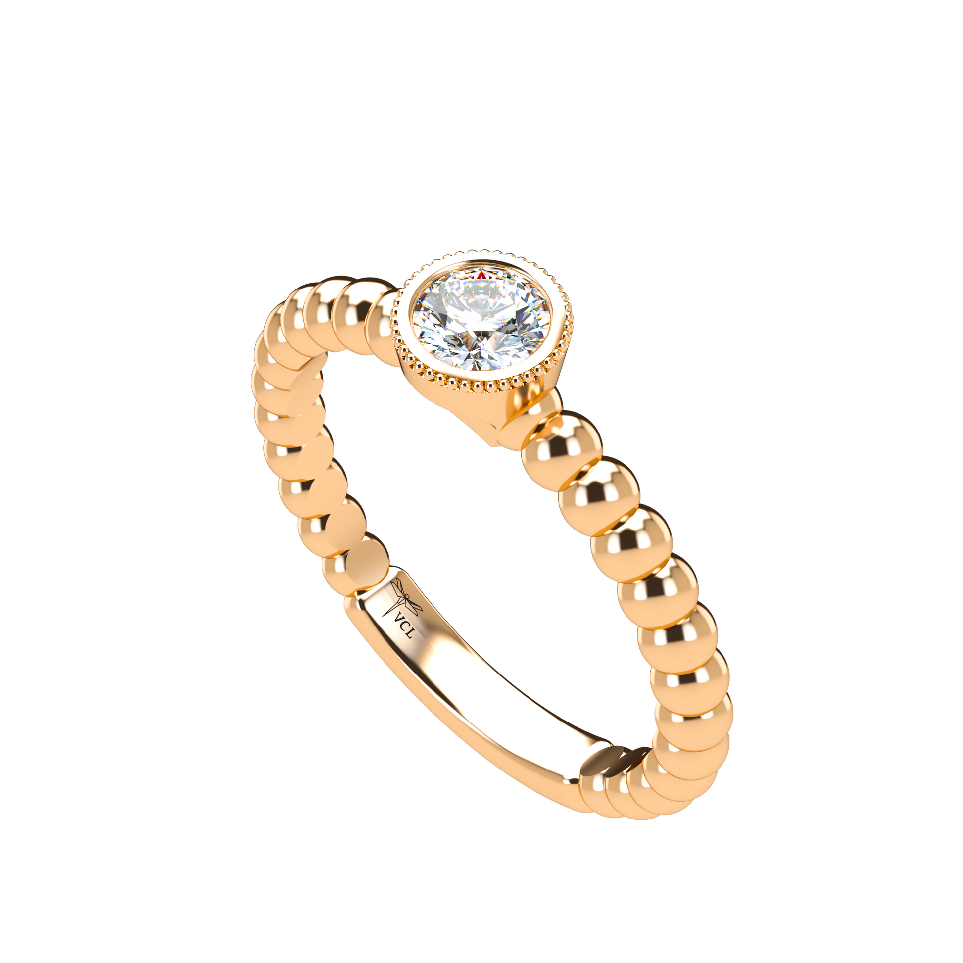 Customizable Diamond Bezel/Prong straight stacking Ring - ™ Joaillerie VCL