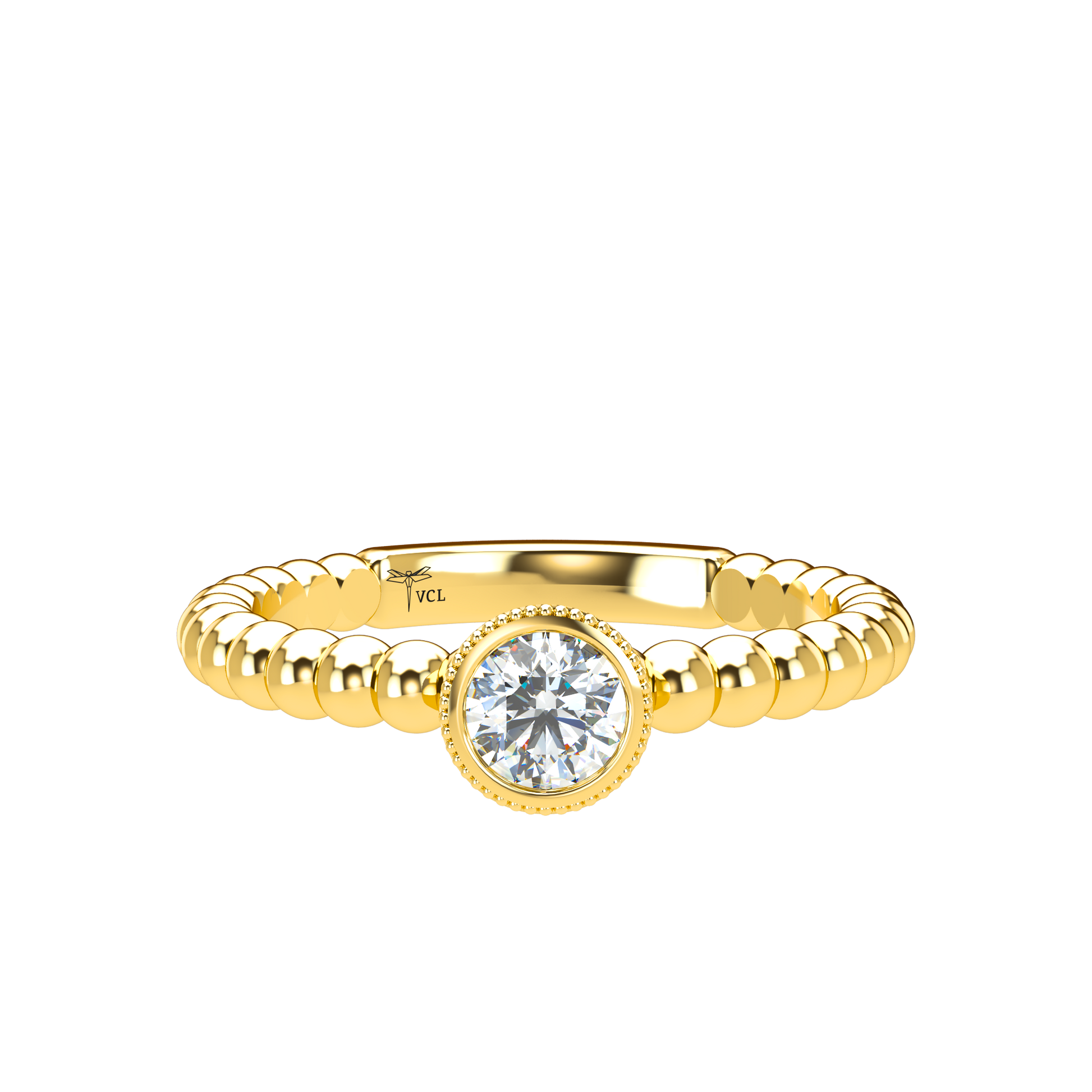 Customizable Diamond Bezel/Prong straight stacking Ring - ™ Joaillerie VCL
