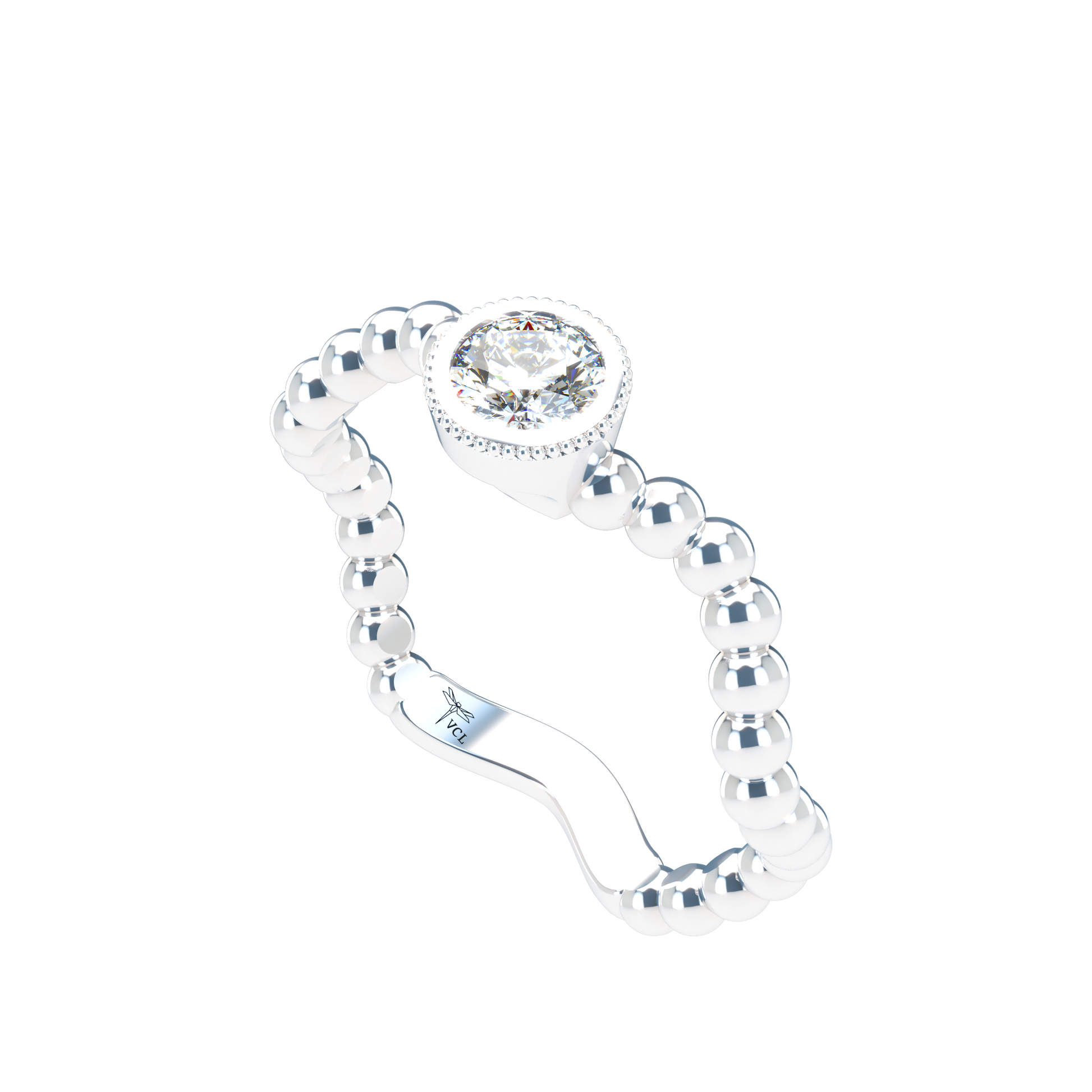Customizable Diamond Bezel/Prong Wave stacking Ring - ™ Joaillerie VCL