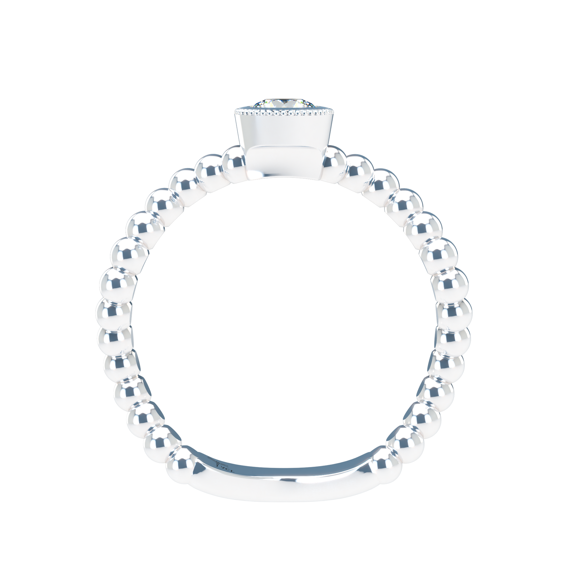 Customizable Diamond Bezel/Prong Wave stacking Ring - ™ Joaillerie VCL