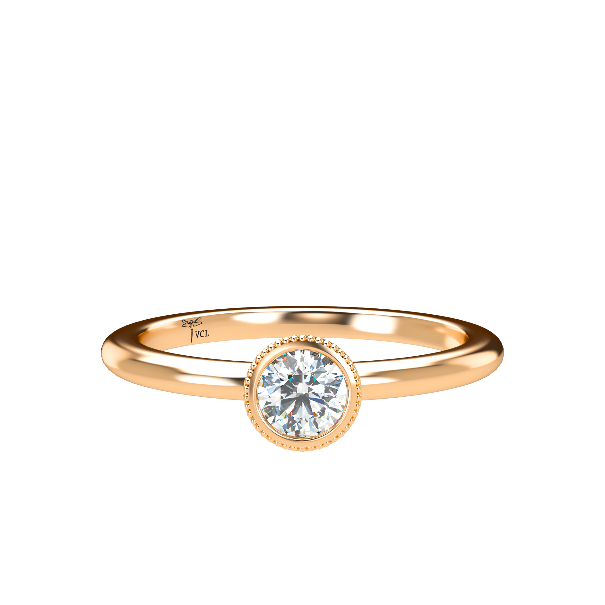 Customizable Diamond Bezel/Prong straight stacking Ring - ™ Joaillerie VCL