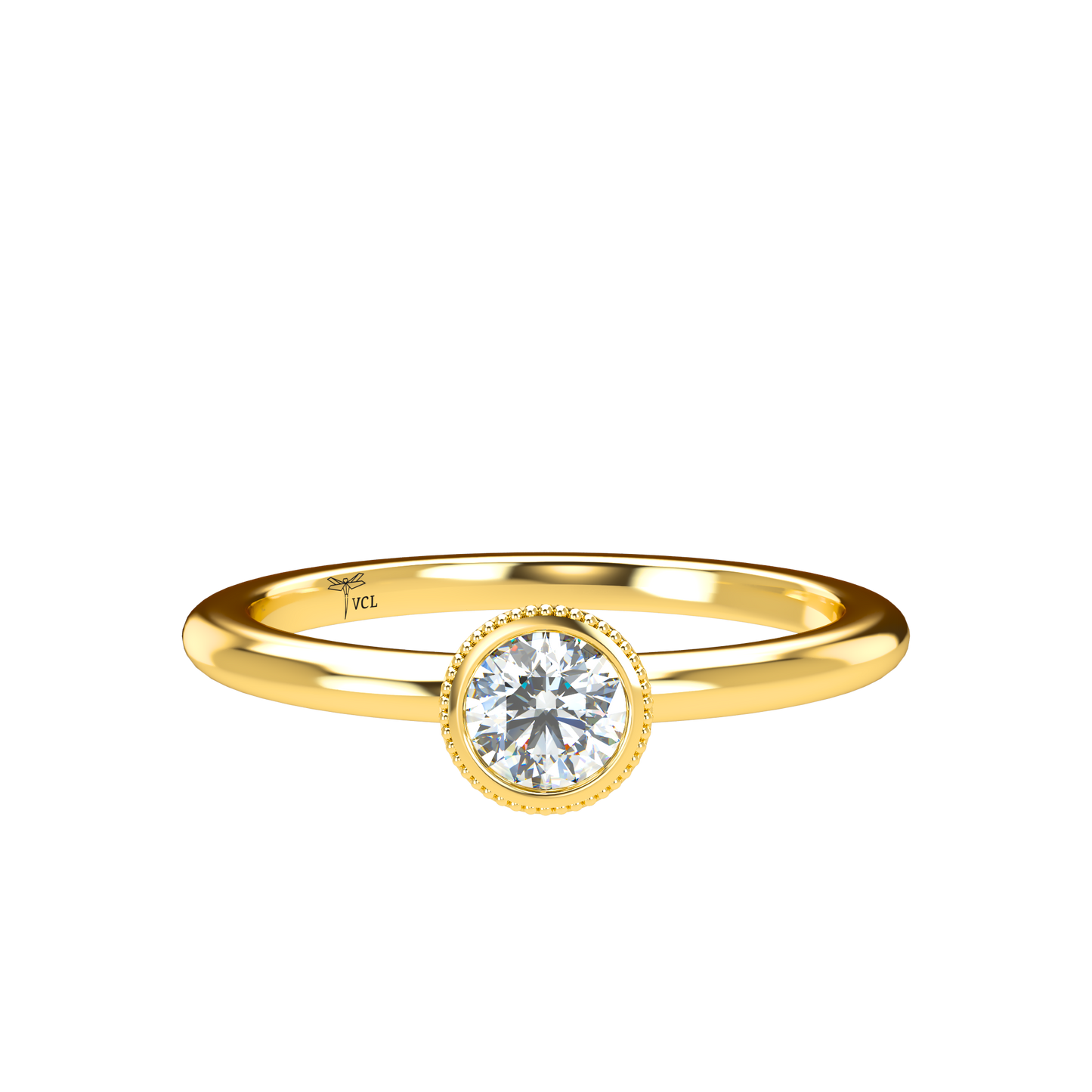 Customizable Diamond Bezel/Prong straight stacking Ring - ™ Joaillerie VCL