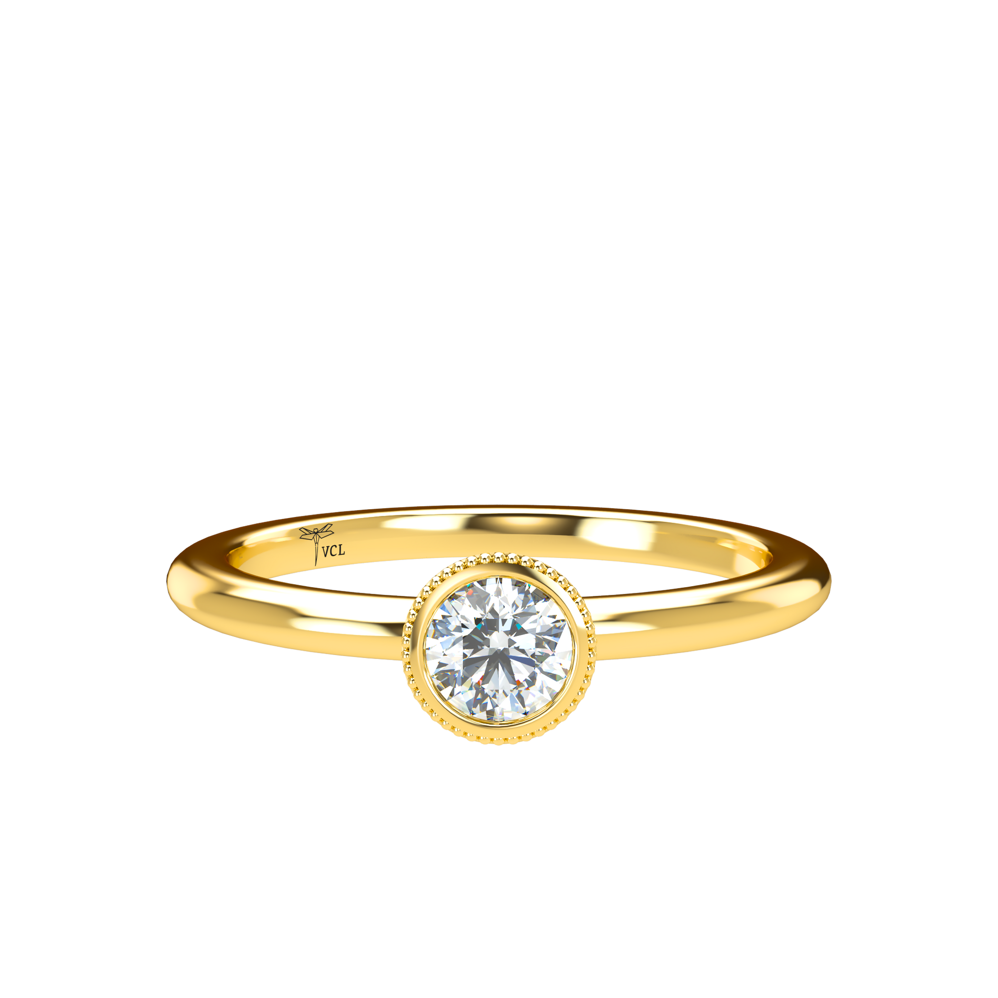Customizable Diamond Bezel/Prong straight stacking Ring - ™ Joaillerie VCL
