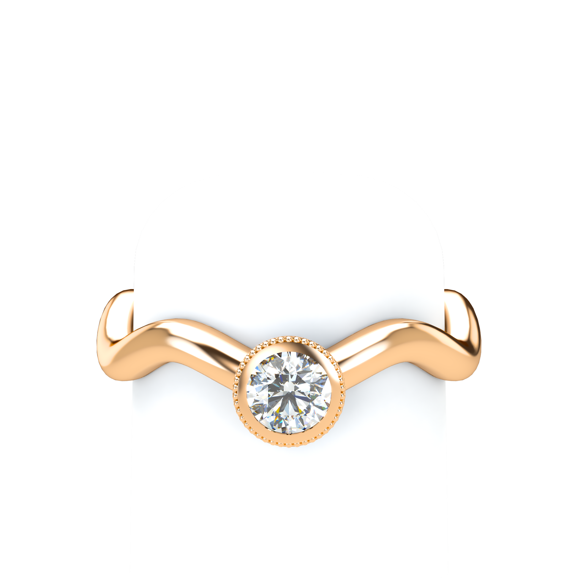 Customizable Diamond Bezel/Prong Wave stacking Ring - ™ Joaillerie VCL