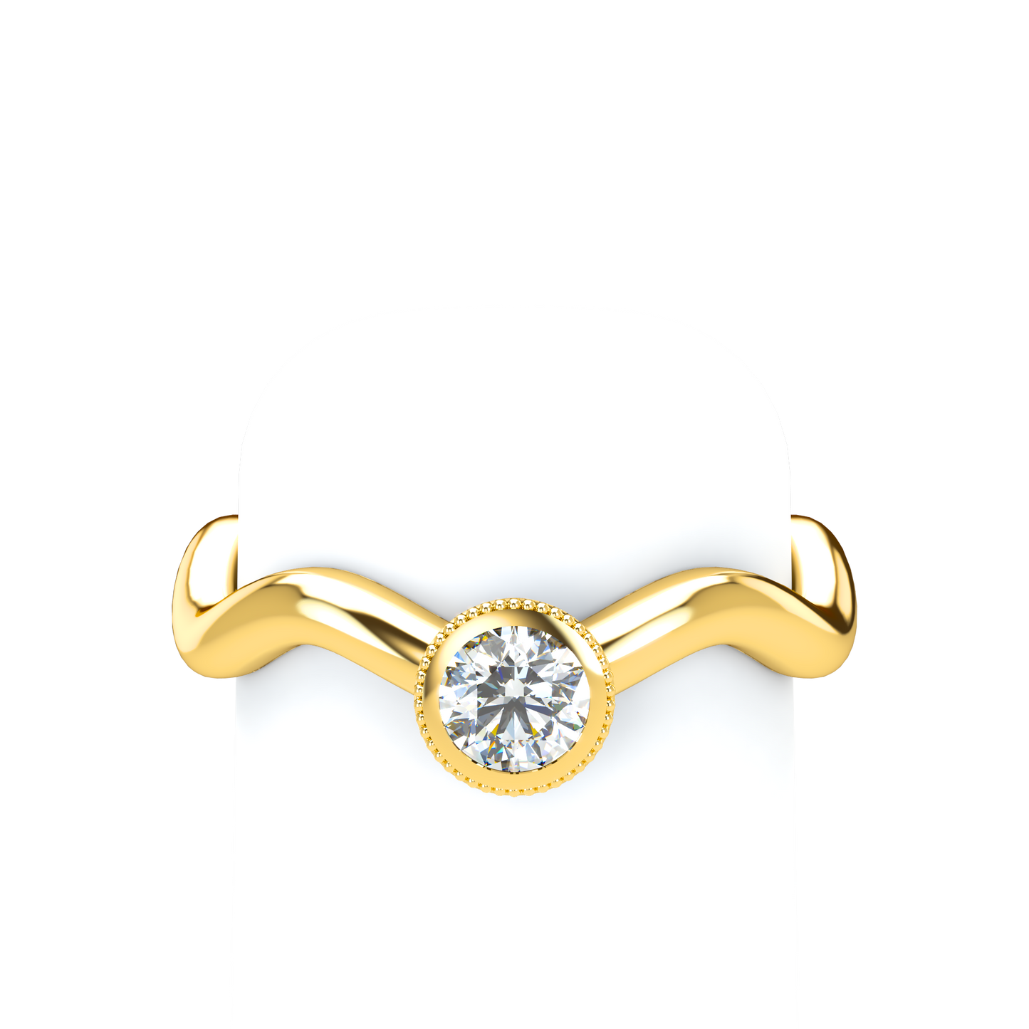 Customizable Diamond Bezel/Prong Wave stacking Ring - ™ Joaillerie VCL
