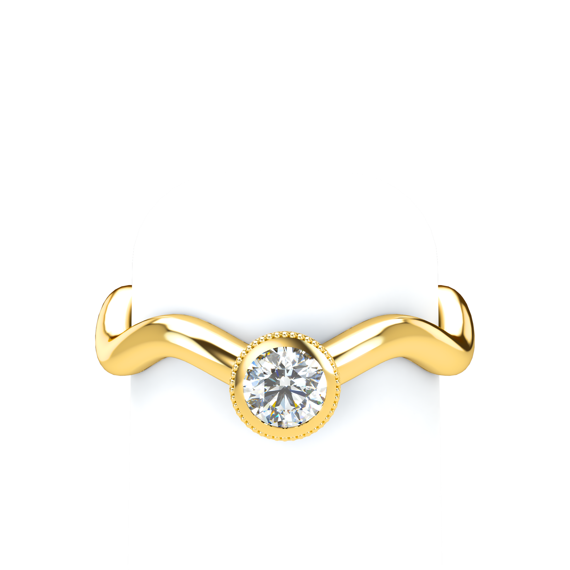 Customizable Diamond Bezel/Prong Wave stacking Ring - ™ Joaillerie VCL
