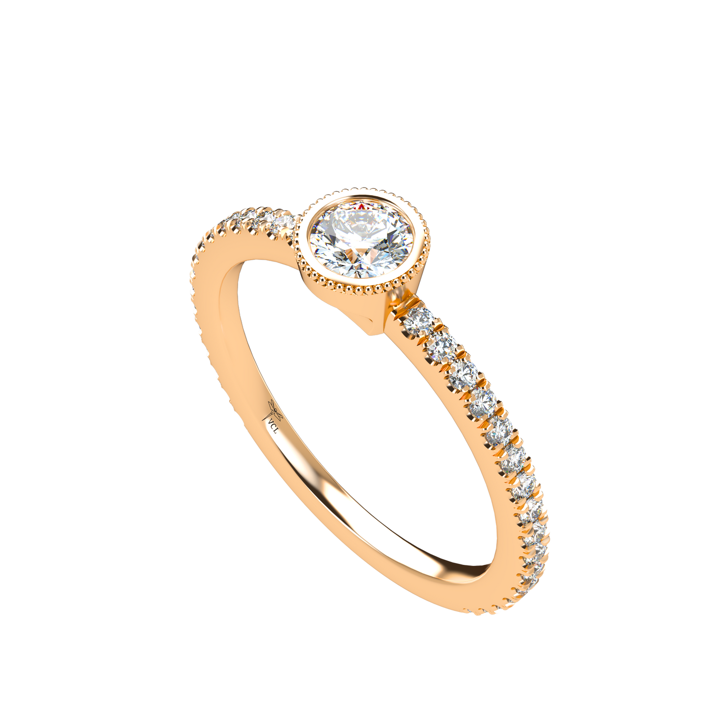 Customizable Diamond Bezel/Prong straight stacking Ring - ™ Joaillerie VCL