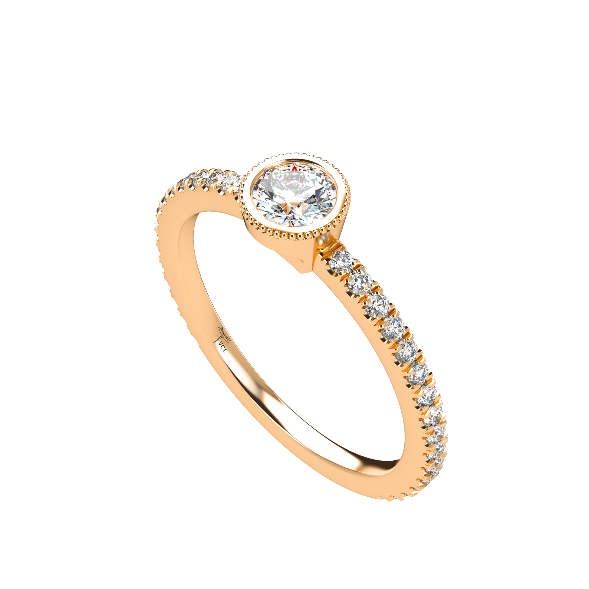 Customizable Diamond Bezel/Prong straight stacking Ring - ™ Joaillerie VCL