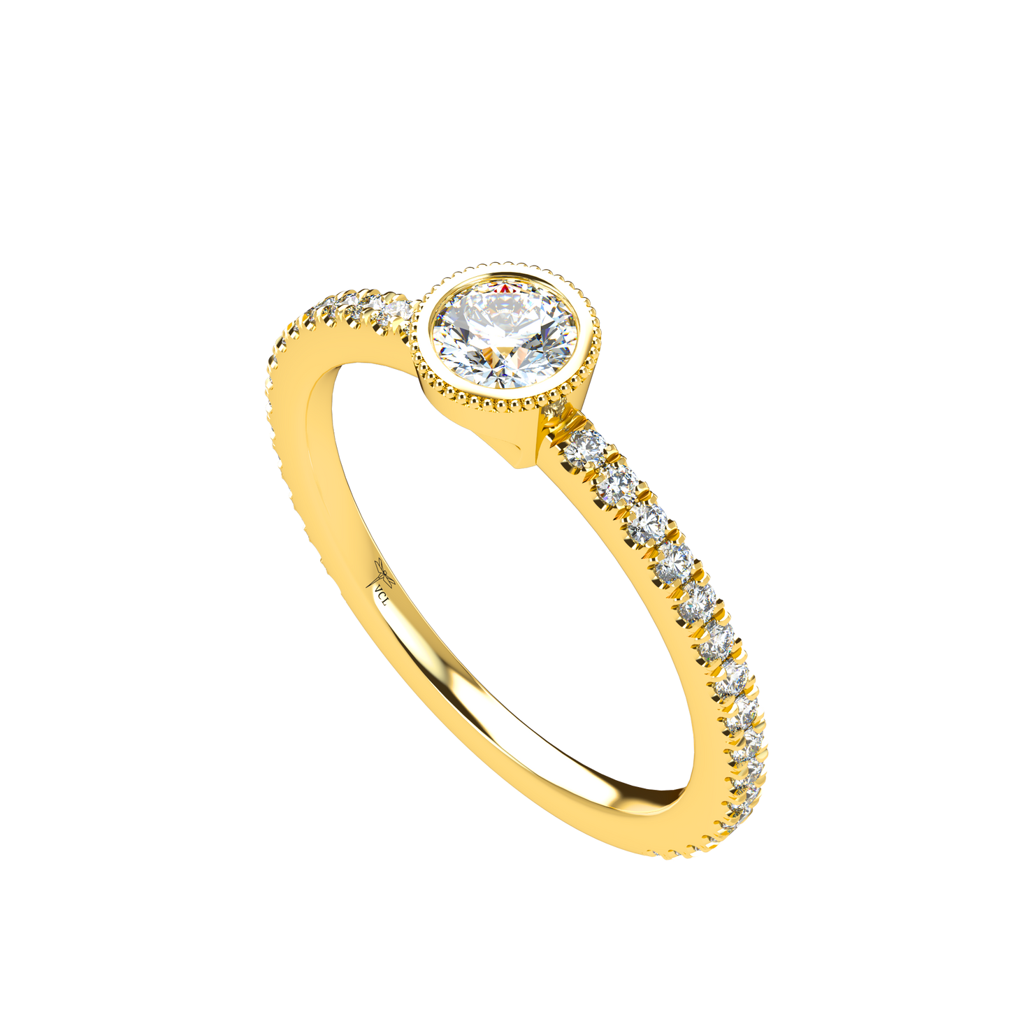 Customizable Diamond Bezel/Prong straight stacking Ring - ™ Joaillerie VCL