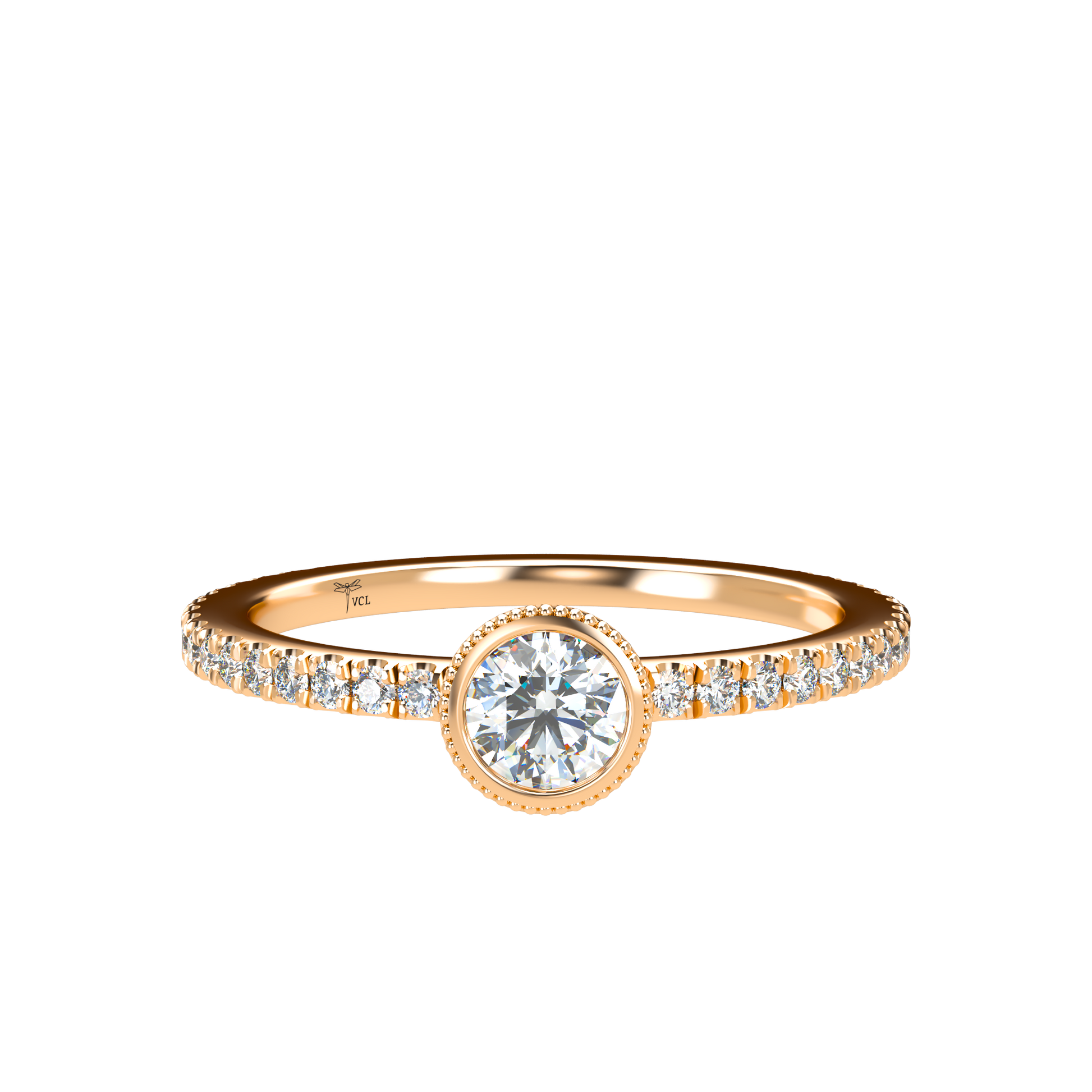 Customizable Diamond Bezel/Prong straight stacking Ring - ™ Joaillerie VCL