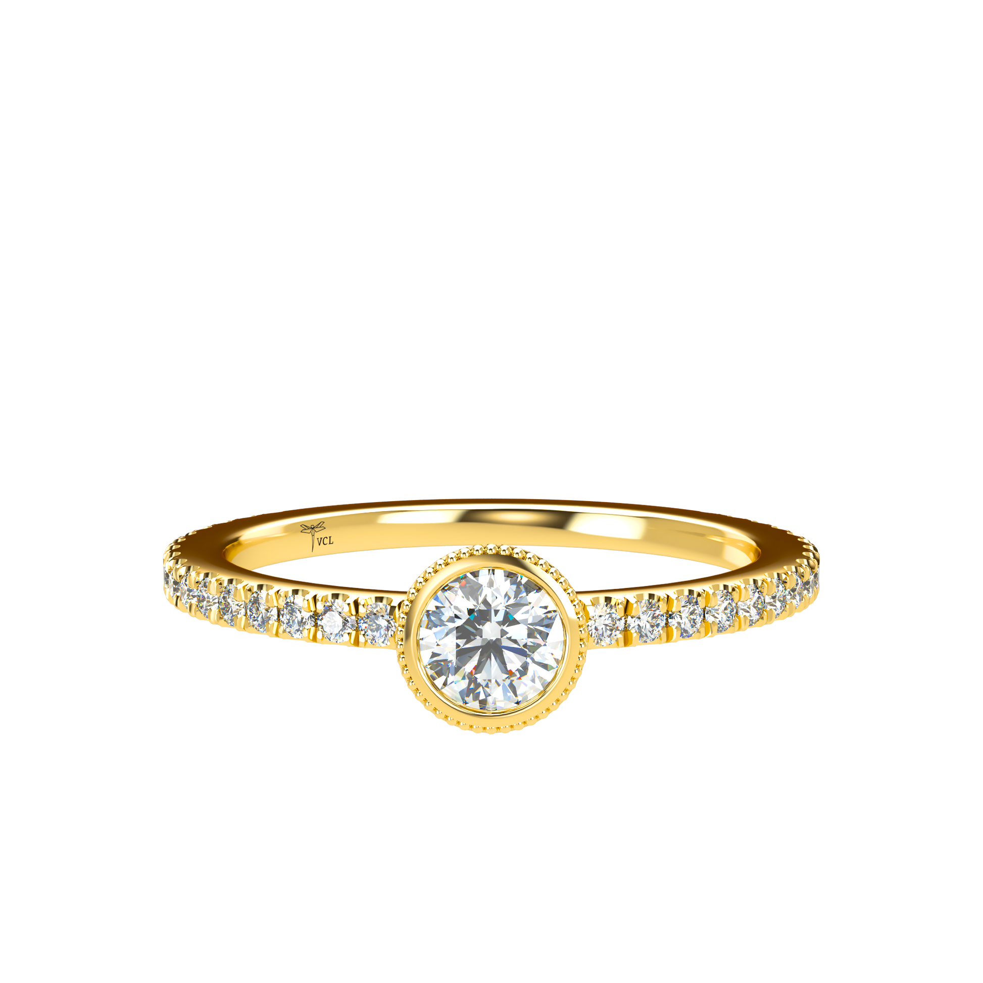 Customizable Diamond Bezel/Prong straight stacking Ring - ™ Joaillerie VCL