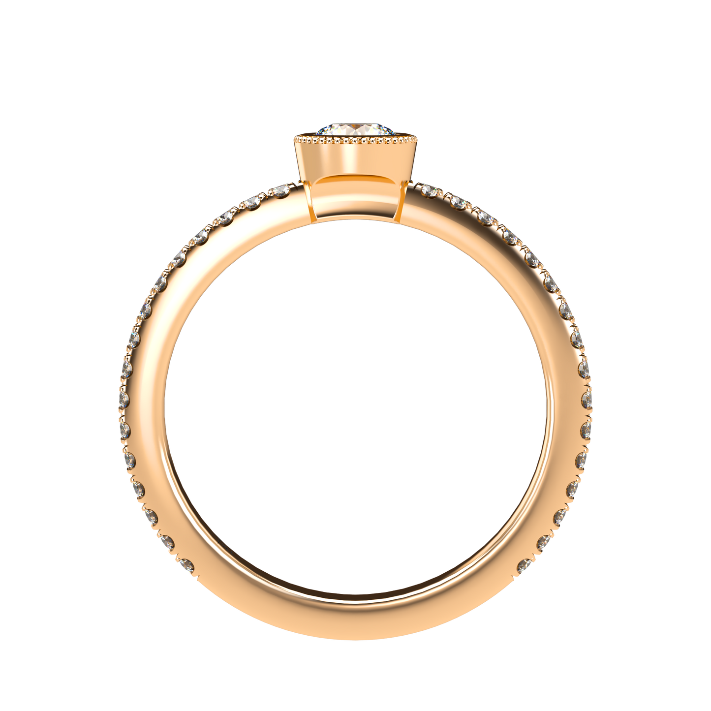 Customizable Diamond Bezel/Prong straight stacking Ring - ™ Joaillerie VCL