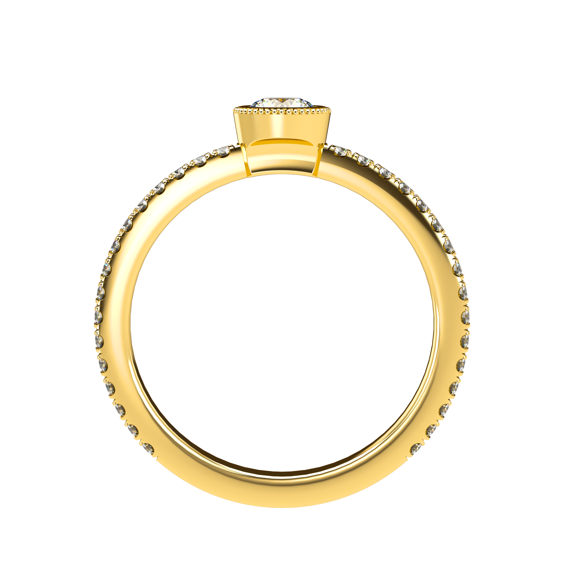 Customizable Diamond Bezel/Prong straight stacking Ring - ™ Joaillerie VCL