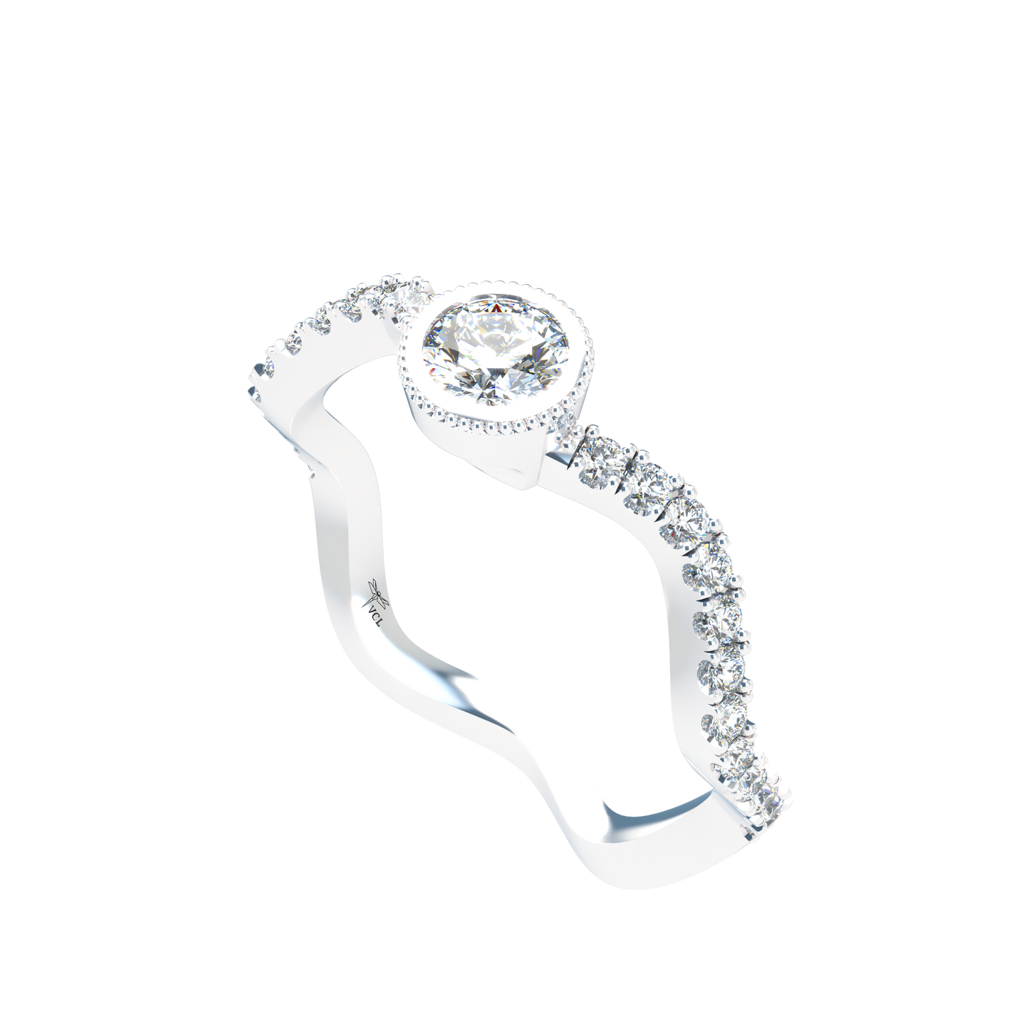 Customizable Diamond Bezel/Prong Wave stacking Ring - ™ Joaillerie VCL