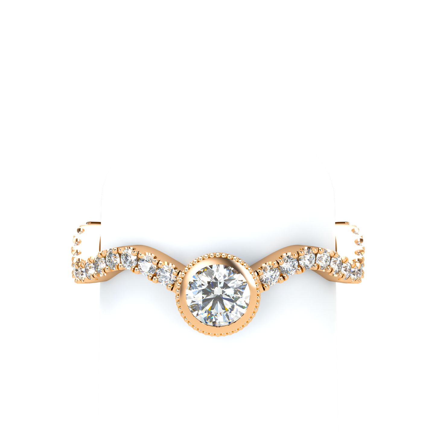 Customizable Diamond Bezel/Prong Wave stacking Ring - ™ Joaillerie VCL