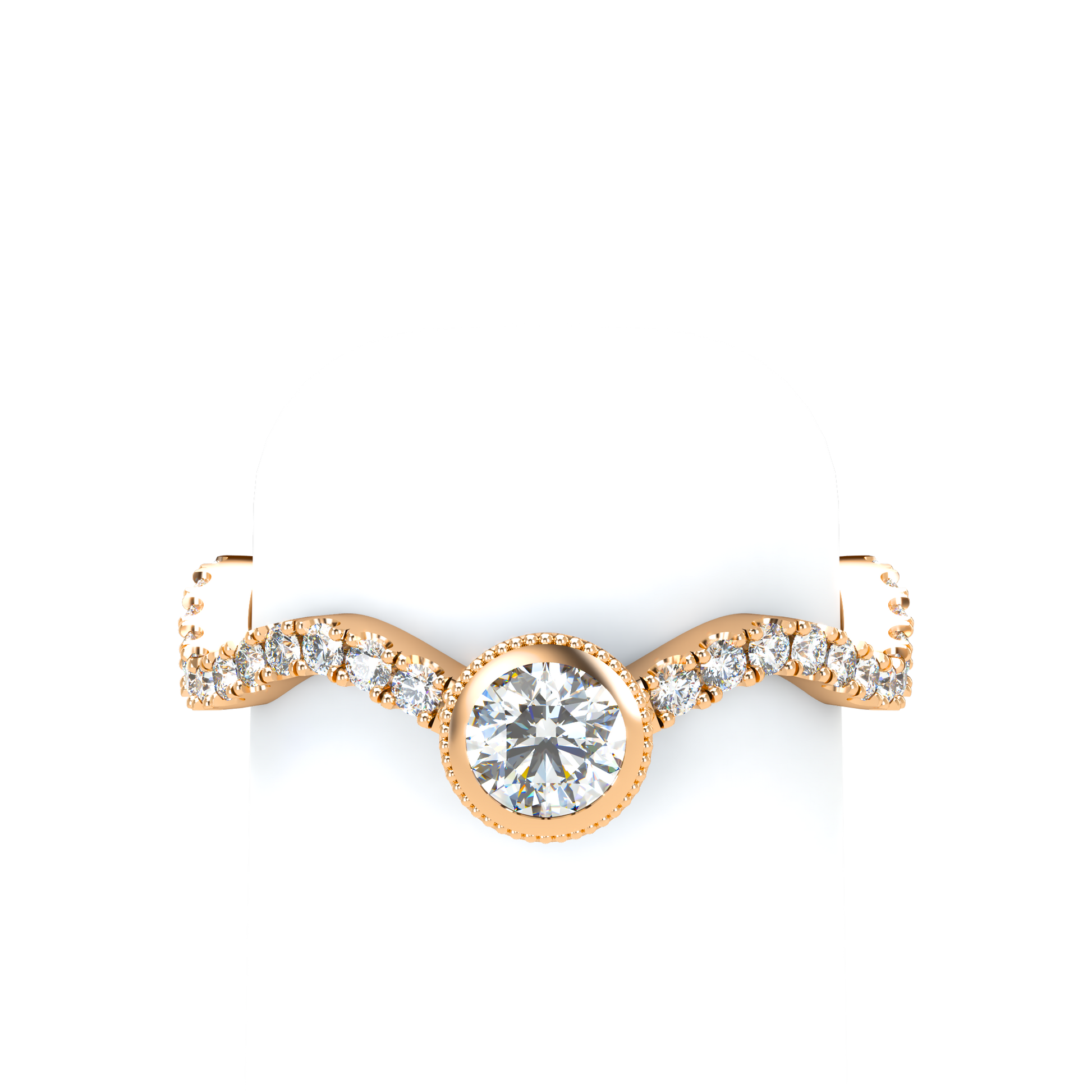 Customizable Diamond Bezel/Prong Wave stacking Ring - ™ Joaillerie VCL