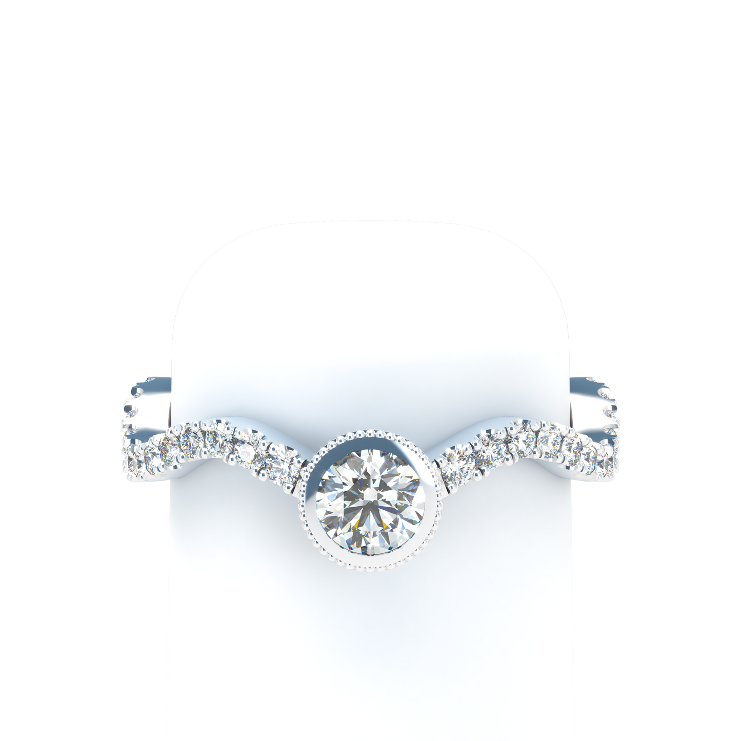 Customizable Diamond Bezel/Prong Wave stacking Ring - ™ Joaillerie VCL