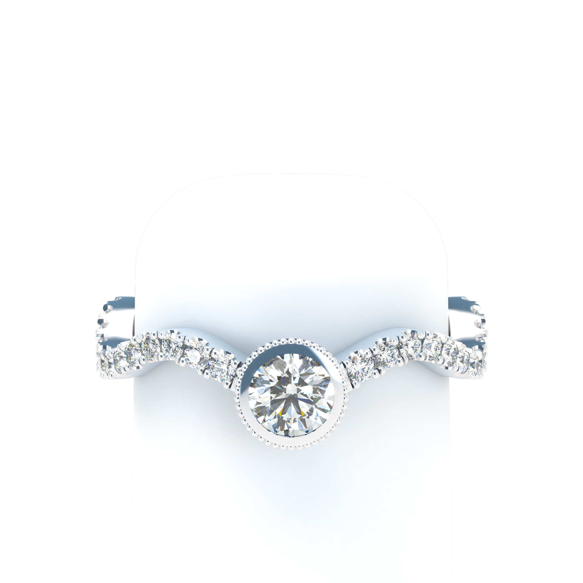 Customizable Diamond Bezel/Prong Wave stacking Ring - ™ Joaillerie VCL