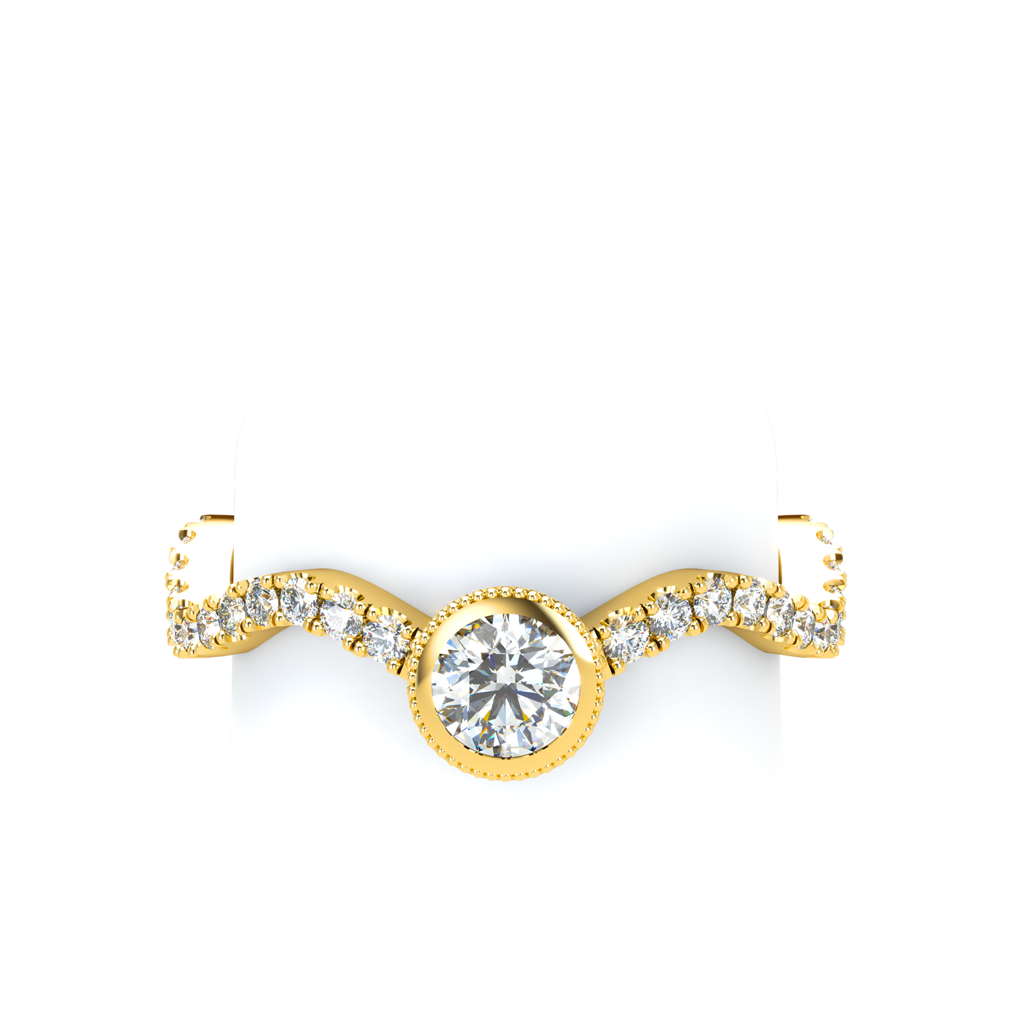 Customizable Diamond Bezel/Prong Wave stacking Ring - ™ Joaillerie VCL