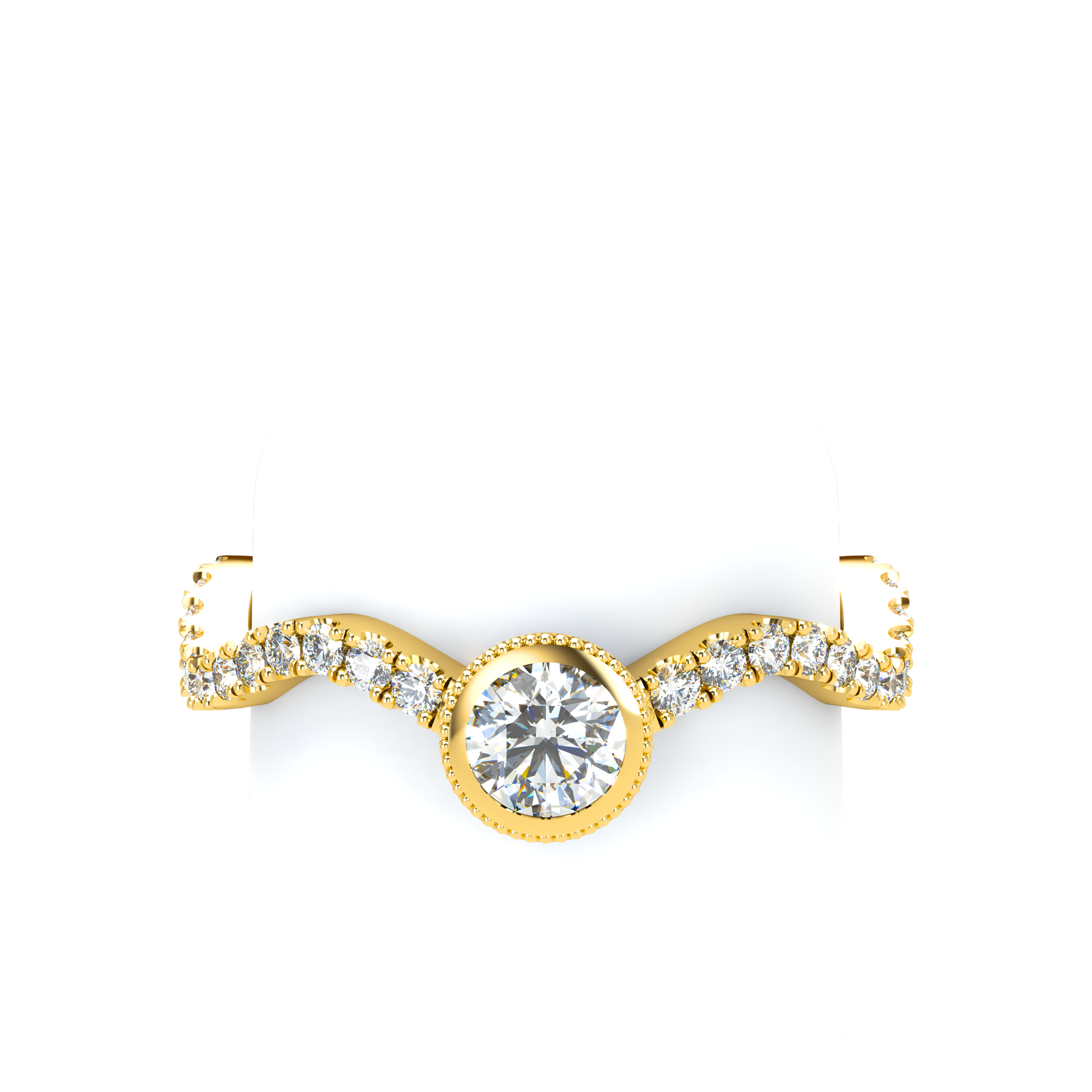 Customizable Diamond Bezel/Prong Wave stacking Ring - ™ Joaillerie VCL