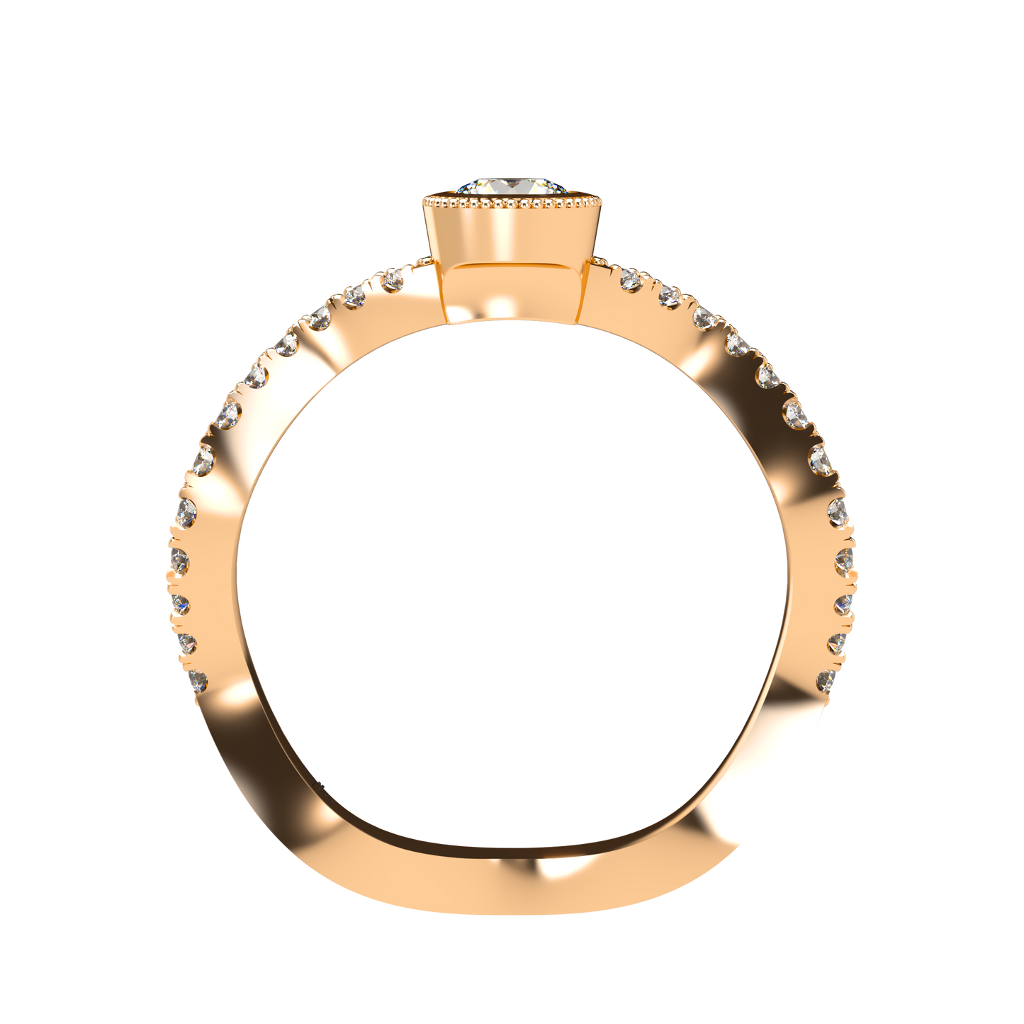 Customizable Diamond Bezel/Prong Wave stacking Ring - ™ Joaillerie VCL