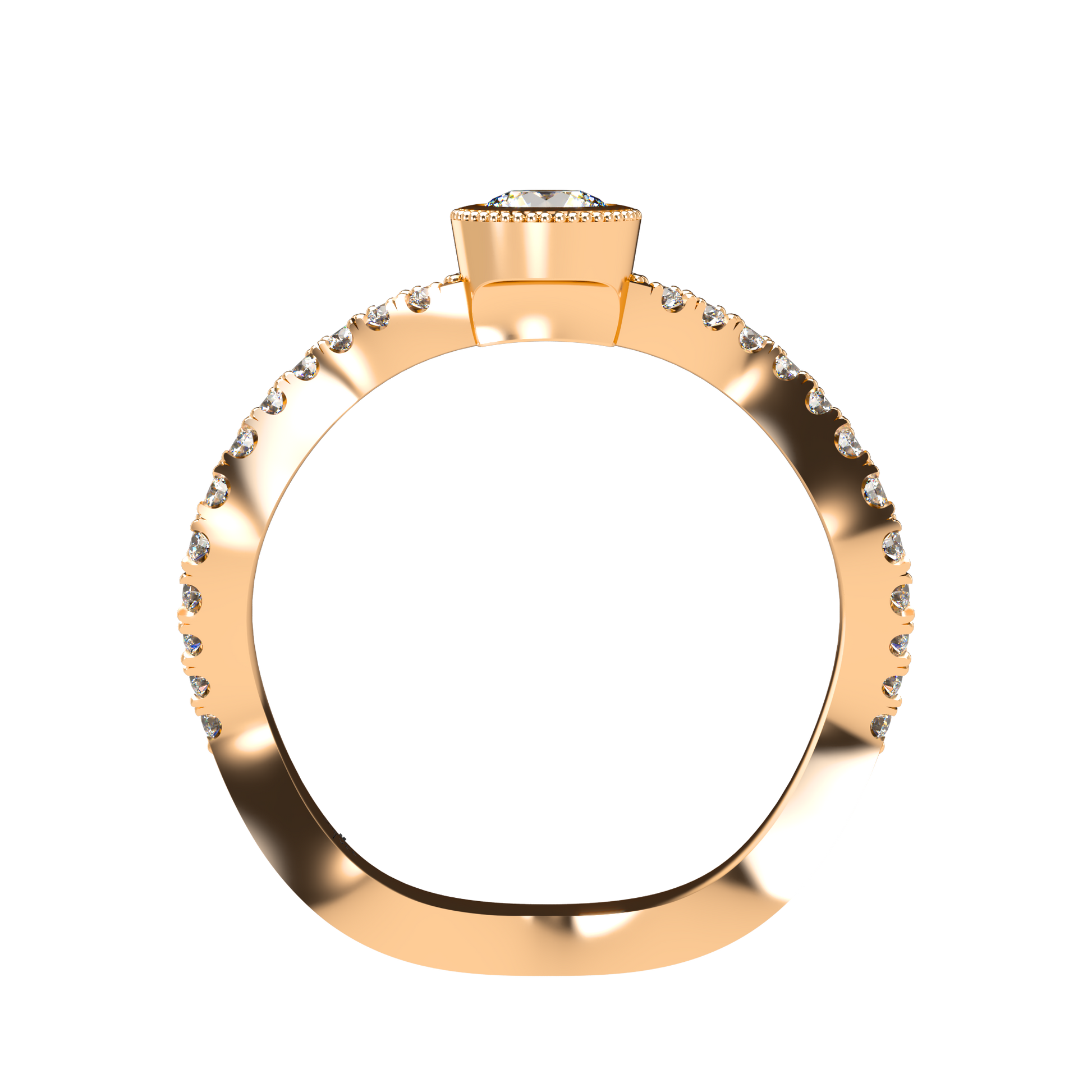 Customizable Diamond Bezel/Prong Wave stacking Ring - ™ Joaillerie VCL