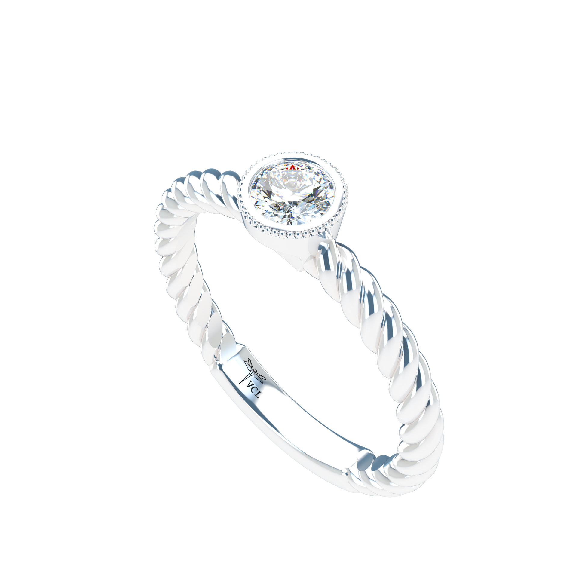 Customizable Diamond Bezel/Prong straight stacking Ring - ™ Joaillerie VCL