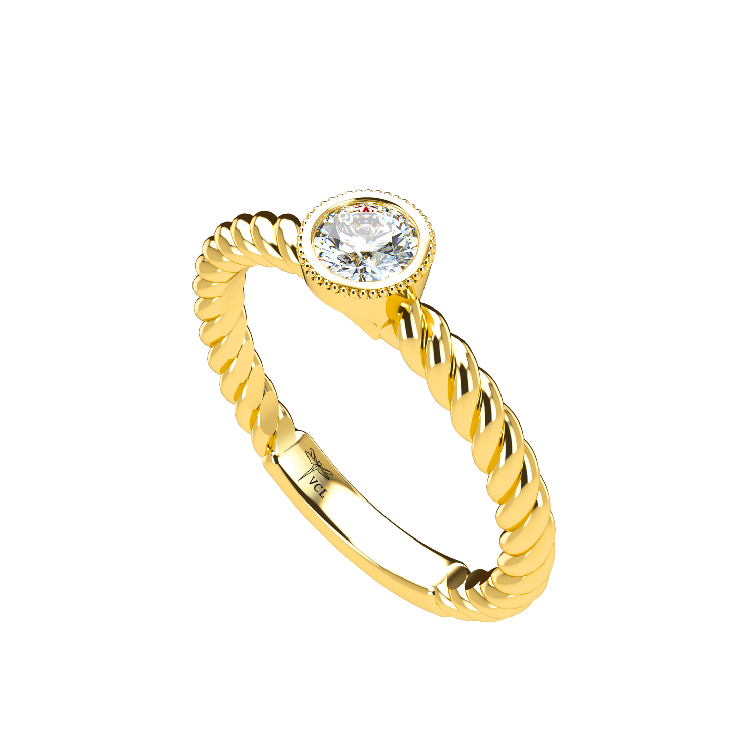Customizable Diamond Bezel/Prong straight stacking Ring - ™ Joaillerie VCL