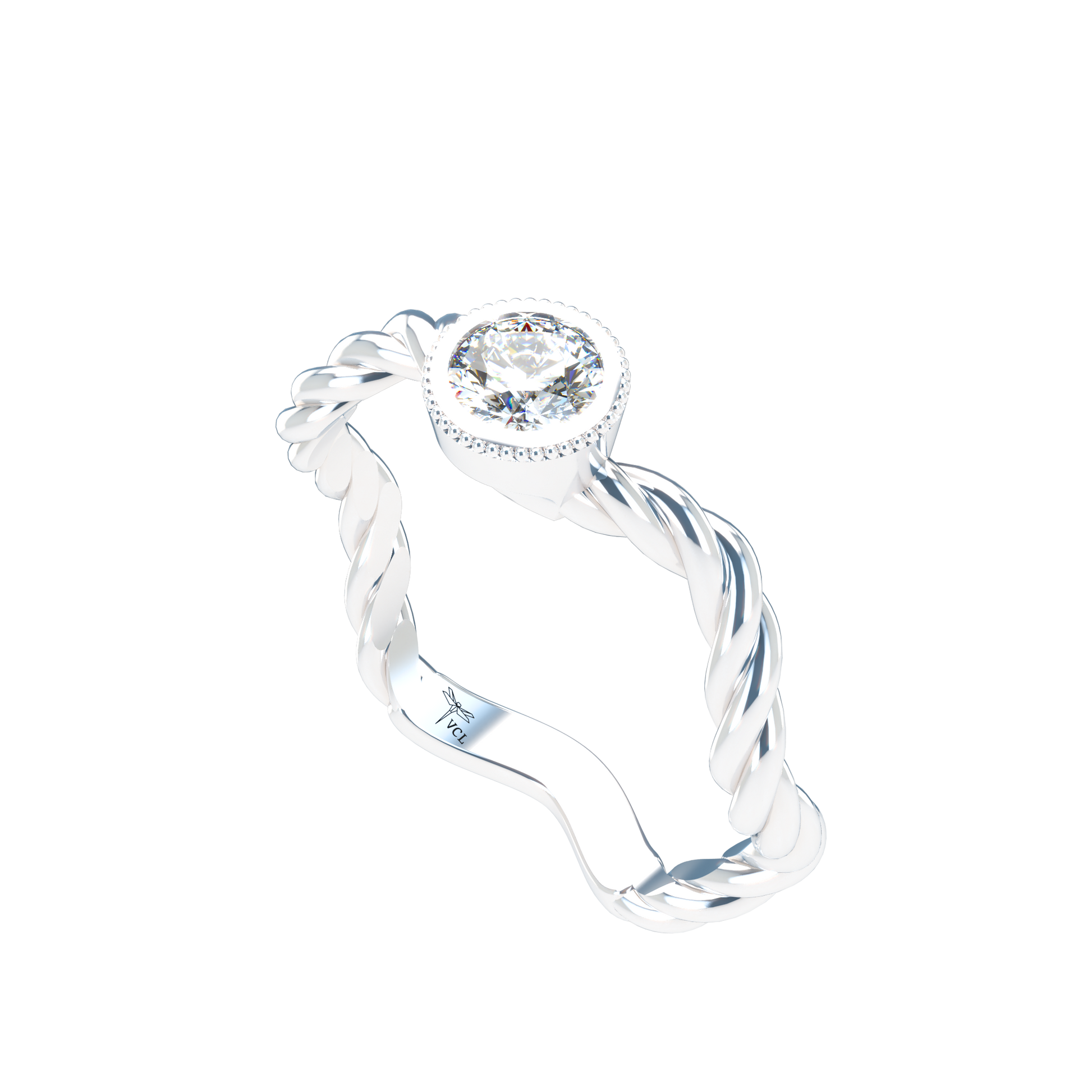 Customizable Diamond Bezel/Prong Wave stacking Ring - ™ Joaillerie VCL