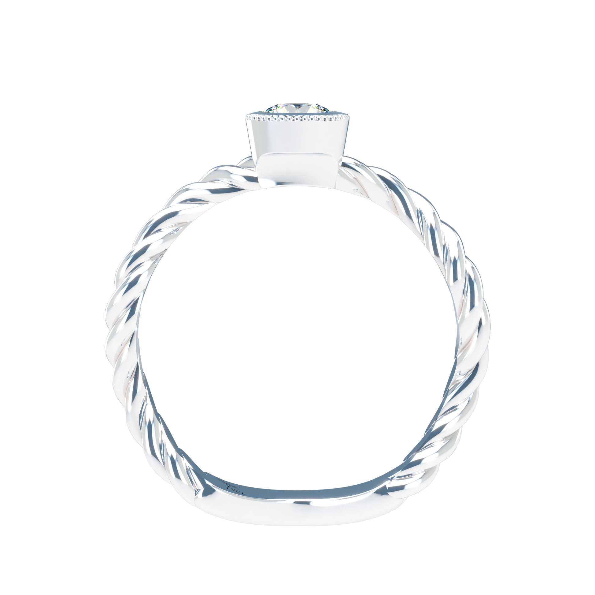 Customizable Diamond Bezel/Prong Wave stacking Ring - ™ Joaillerie VCL