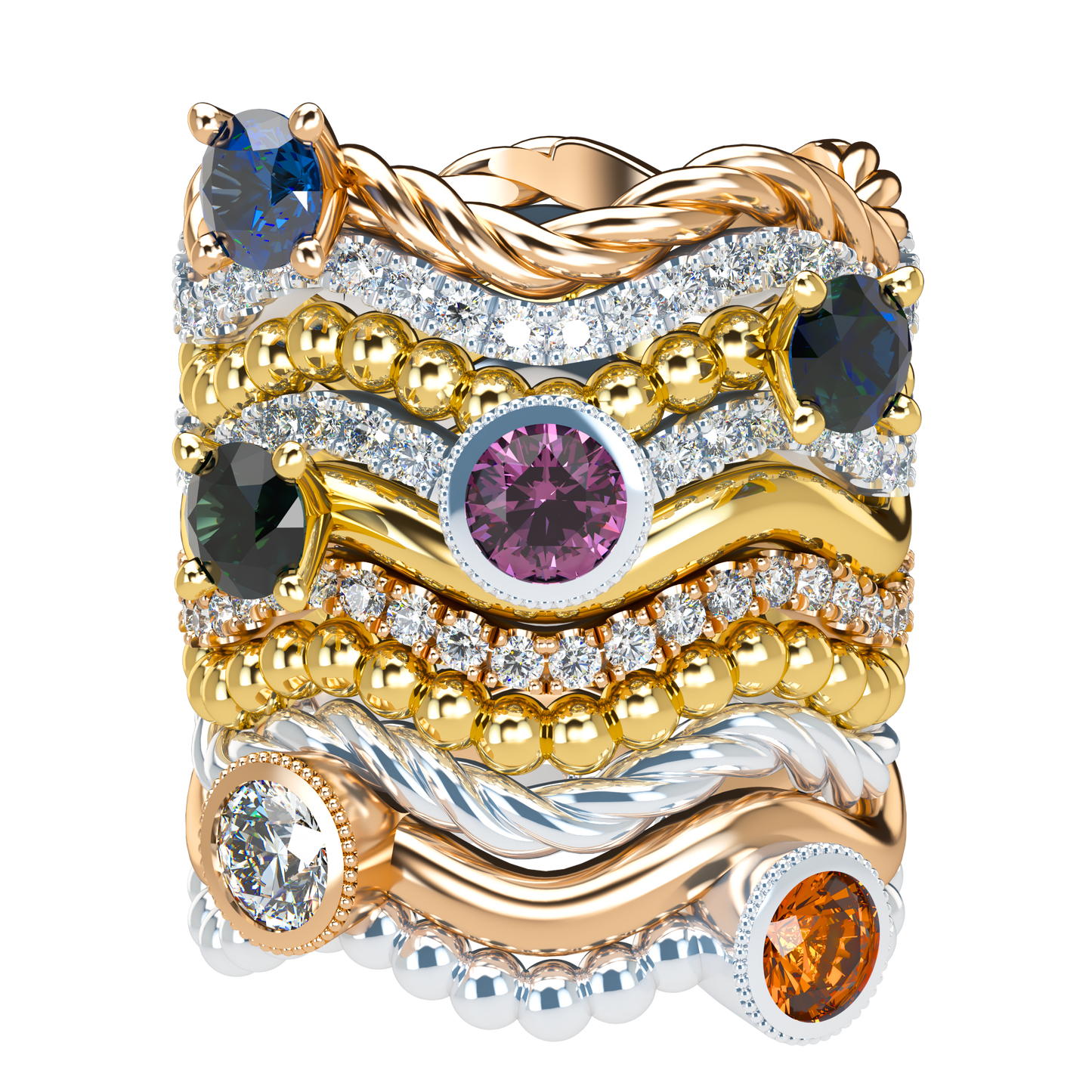 Build Your Own Gold & Platinum stacking Ring Stack