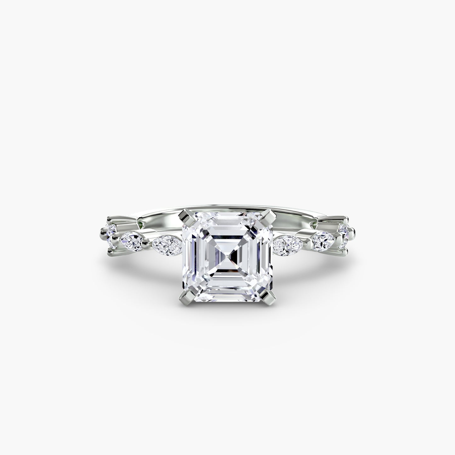 Enchanted forest diamond Solitaire ring with Eternity Pavé