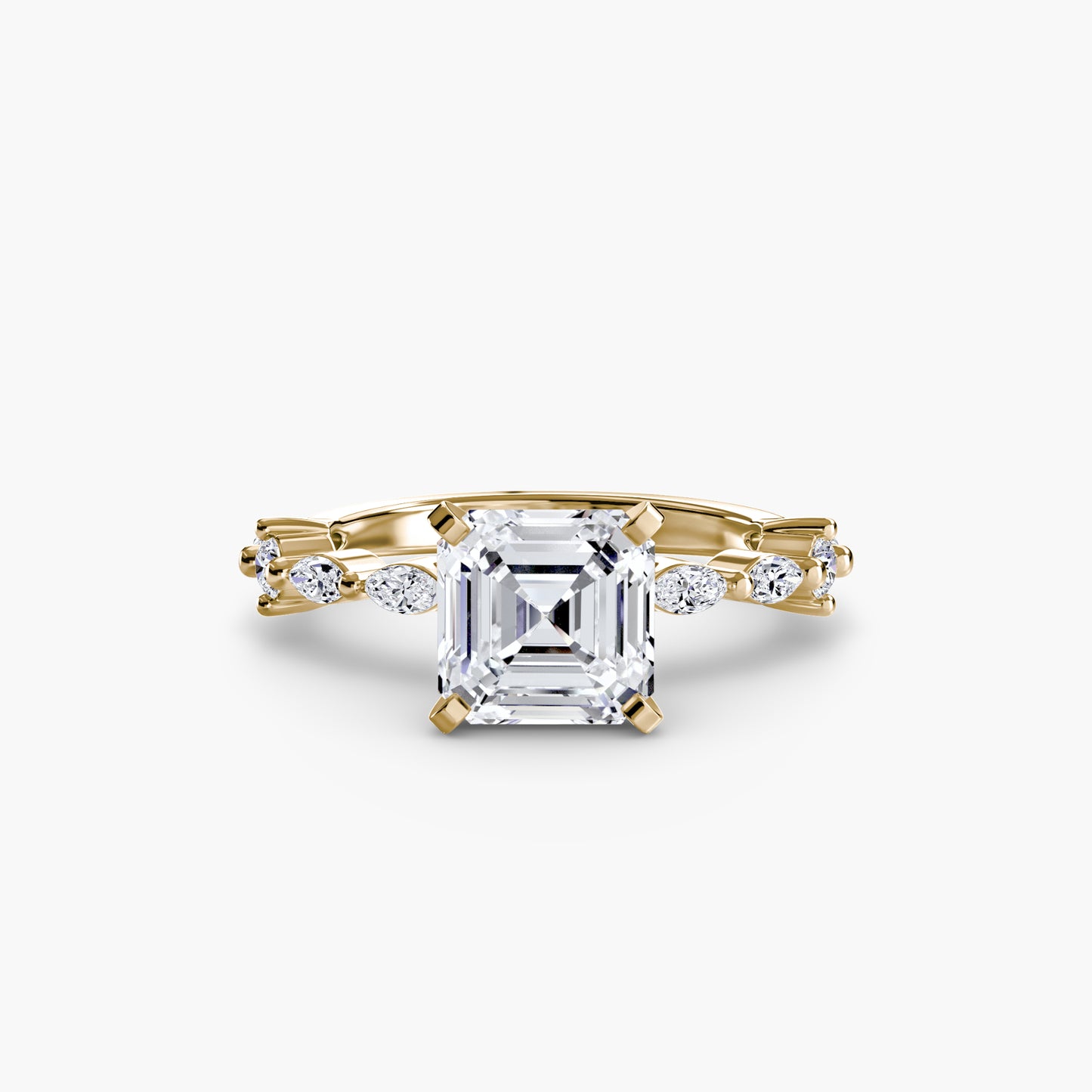 Enchanted forest diamond Solitaire ring with Eternity Pavé
