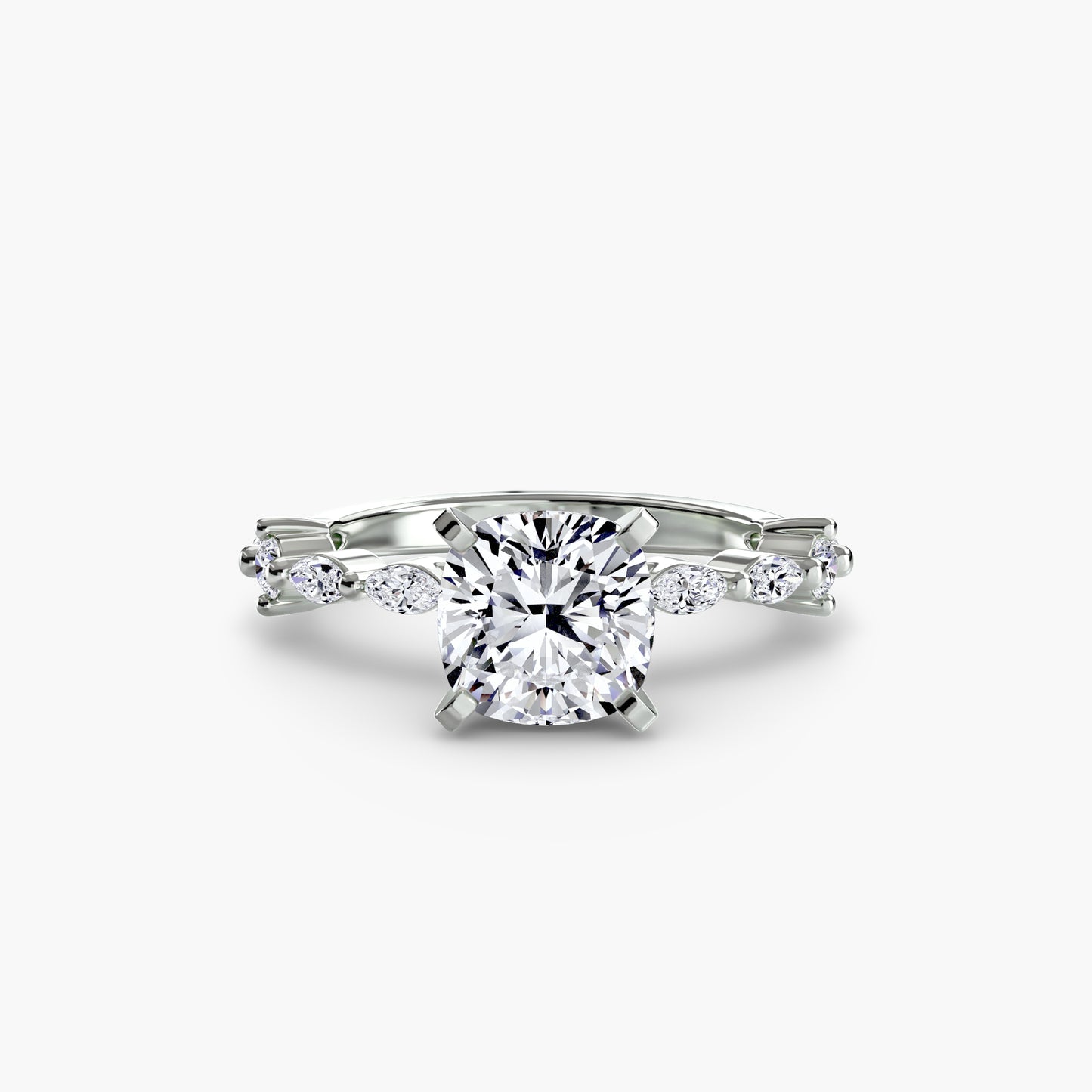 Enchanted forest diamond Solitaire ring with Eternity Pavé