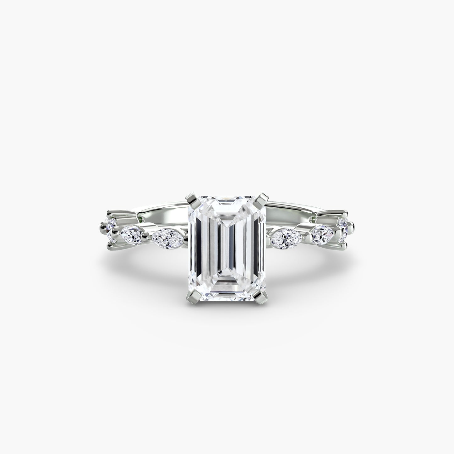 Enchanted forest diamond Solitaire ring with Eternity Pavé