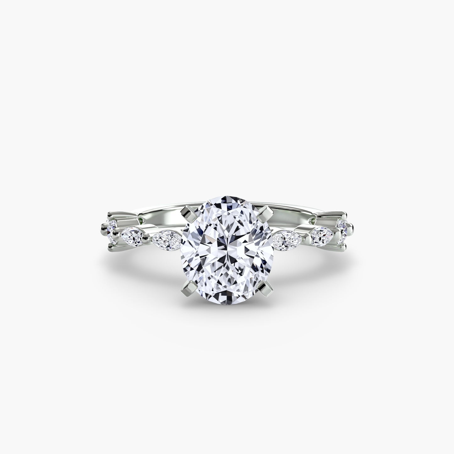 Enchanted forest diamond Solitaire ring with Eternity Pavé