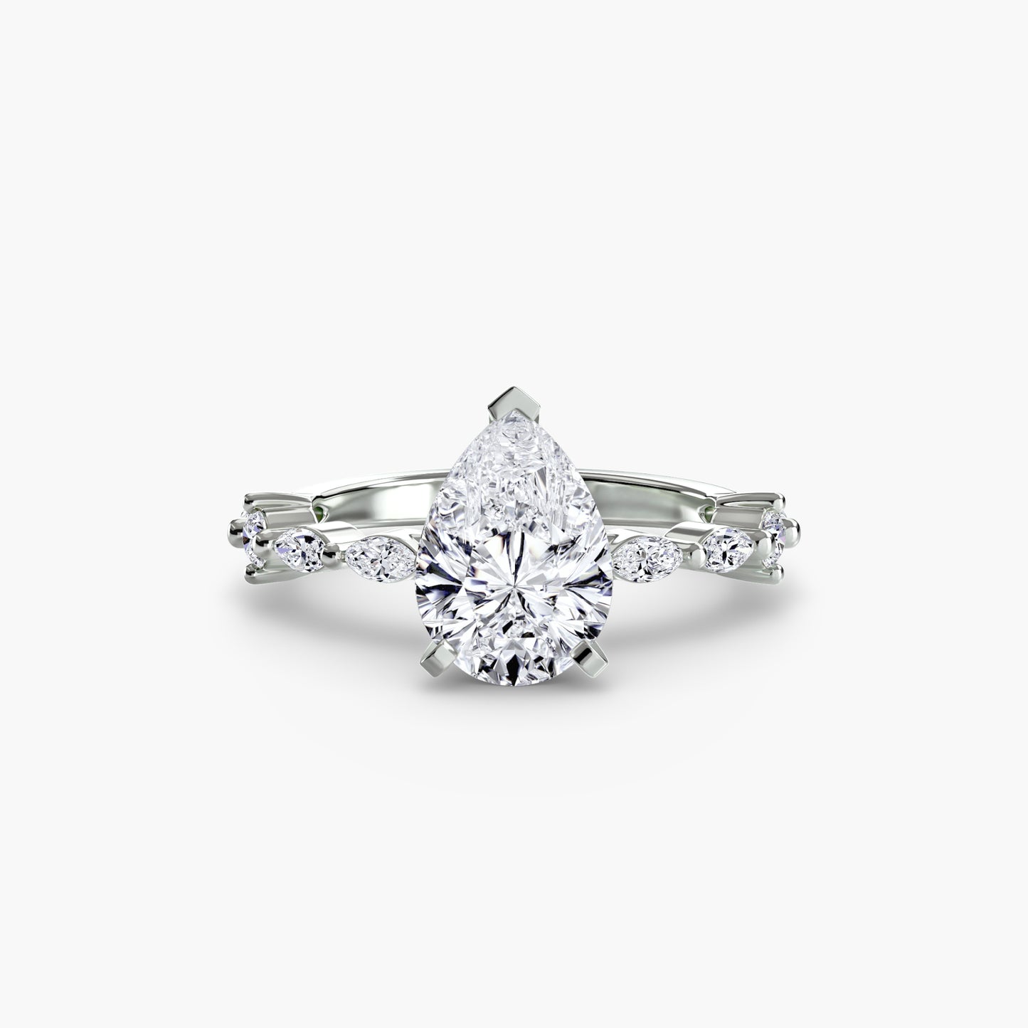 Enchanted forest diamond Solitaire ring with Eternity Pavé