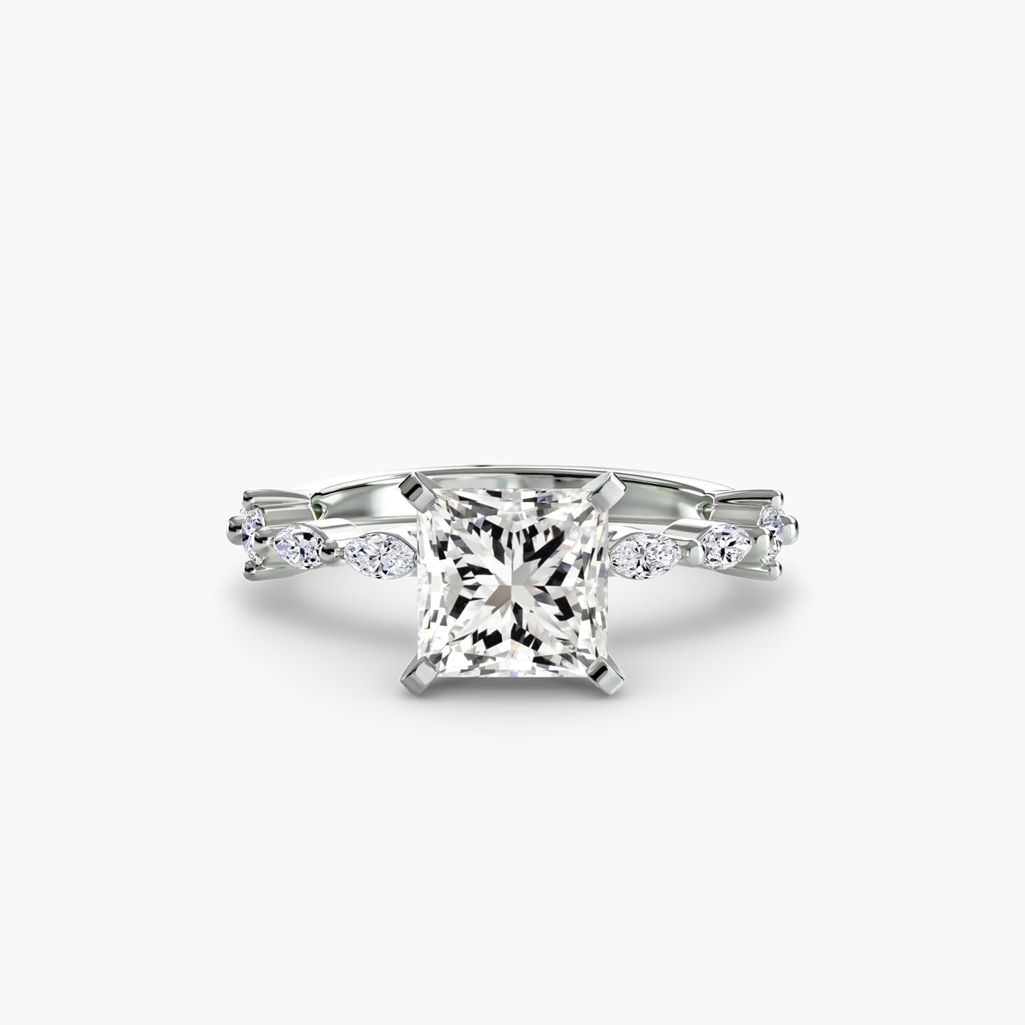 Enchanted forest diamond Solitaire ring with Eternity Pavé