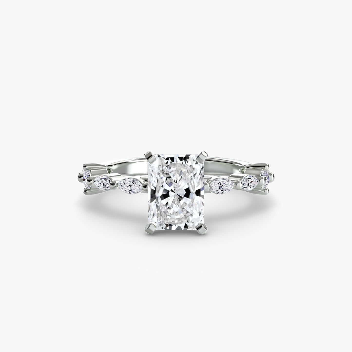 Enchanted forest diamond Solitaire ring with Eternity Pavé